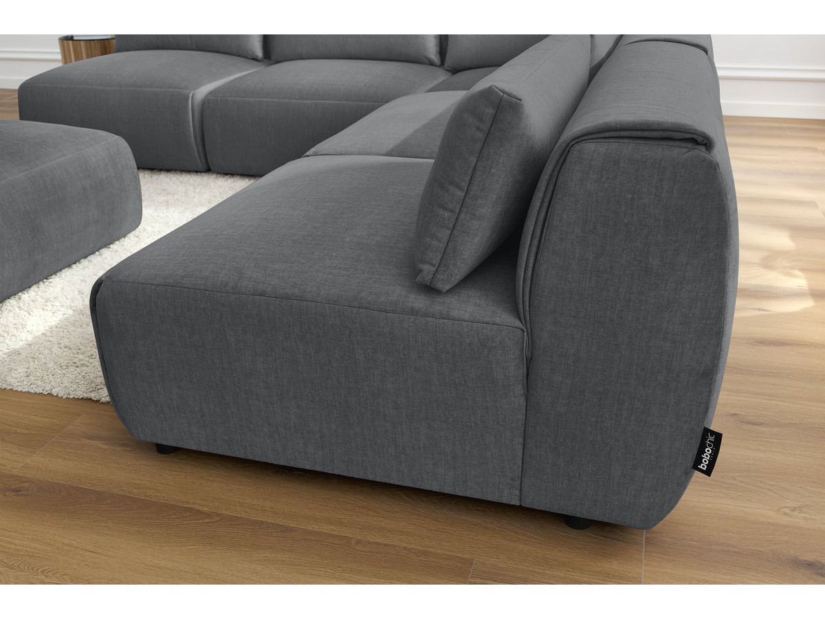 Bobochic Jeanne Ecksofa mit Pouf Samt Dunkelgrau