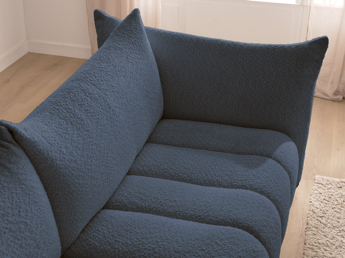 Bobochic Azra Ecksofa 262 × 178 cm Bouclé-Stoff Dunkelblau Ecke rechts
