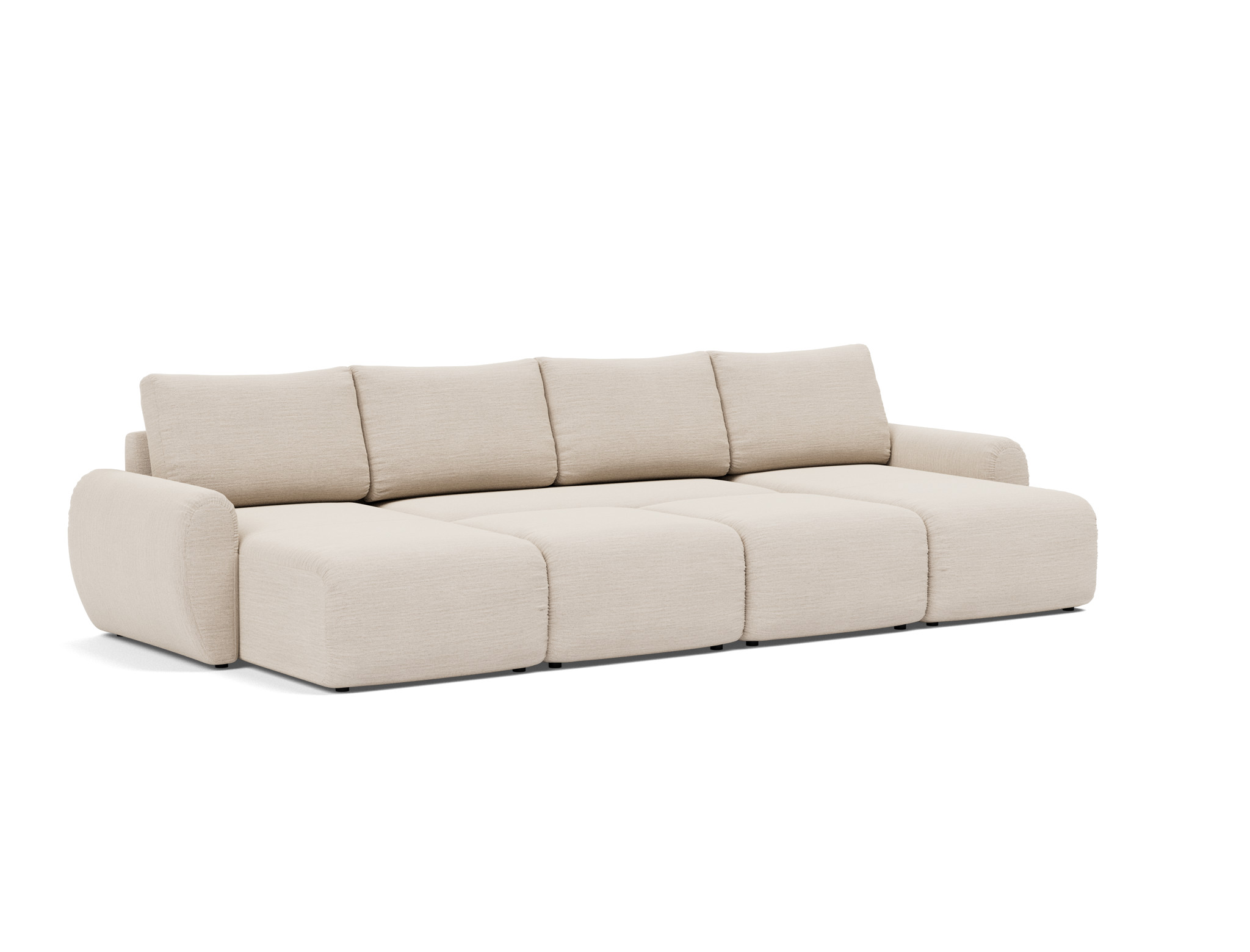 Schlafsofa Norum U-Form mit Curve-Armlehnen Webstoff Blida 612-Sand-Grey