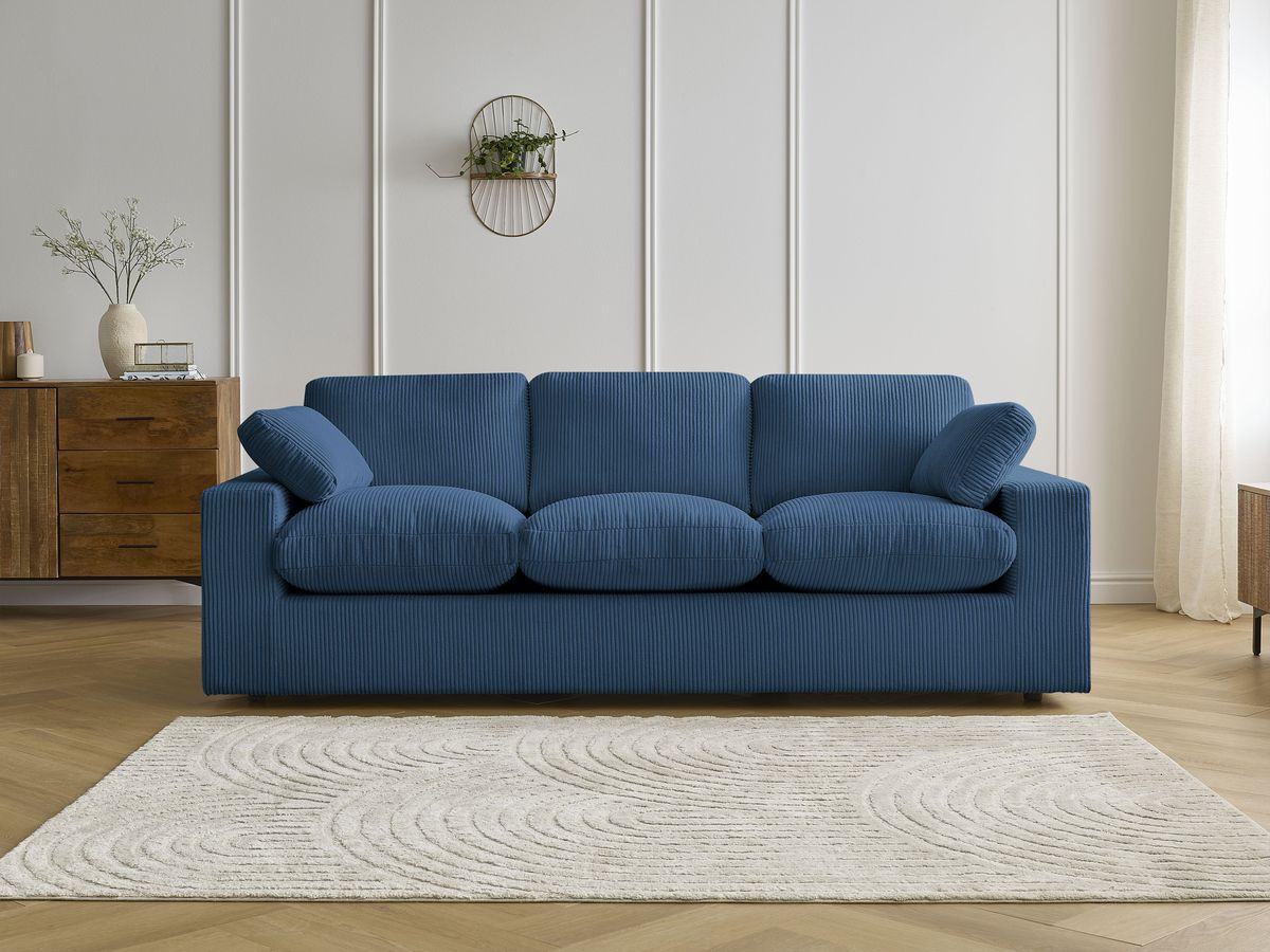 Bobochic Belair Sofa 3-Sitzer 220 × 93 cm Cordsamt Dunkelblau