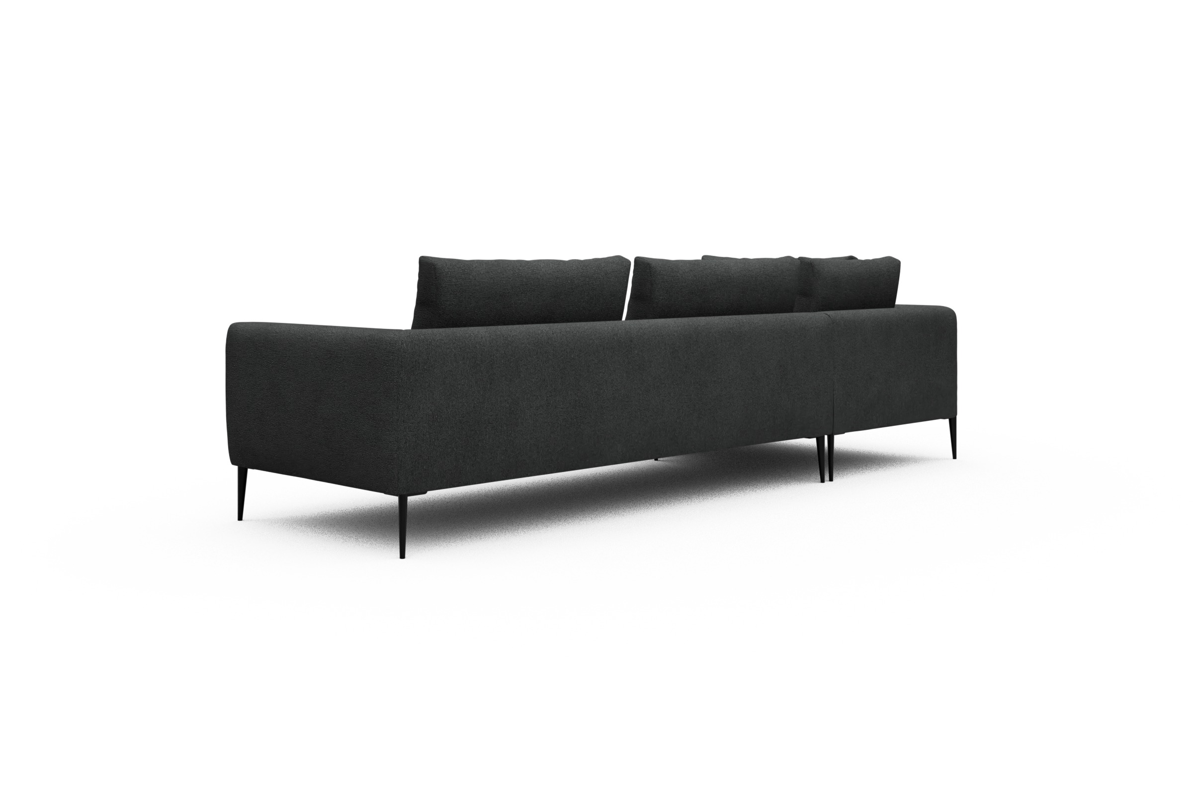 Ecksofa Paul Relax-Ecke rechts mit 3-Sitzer Boucle-Charcoal