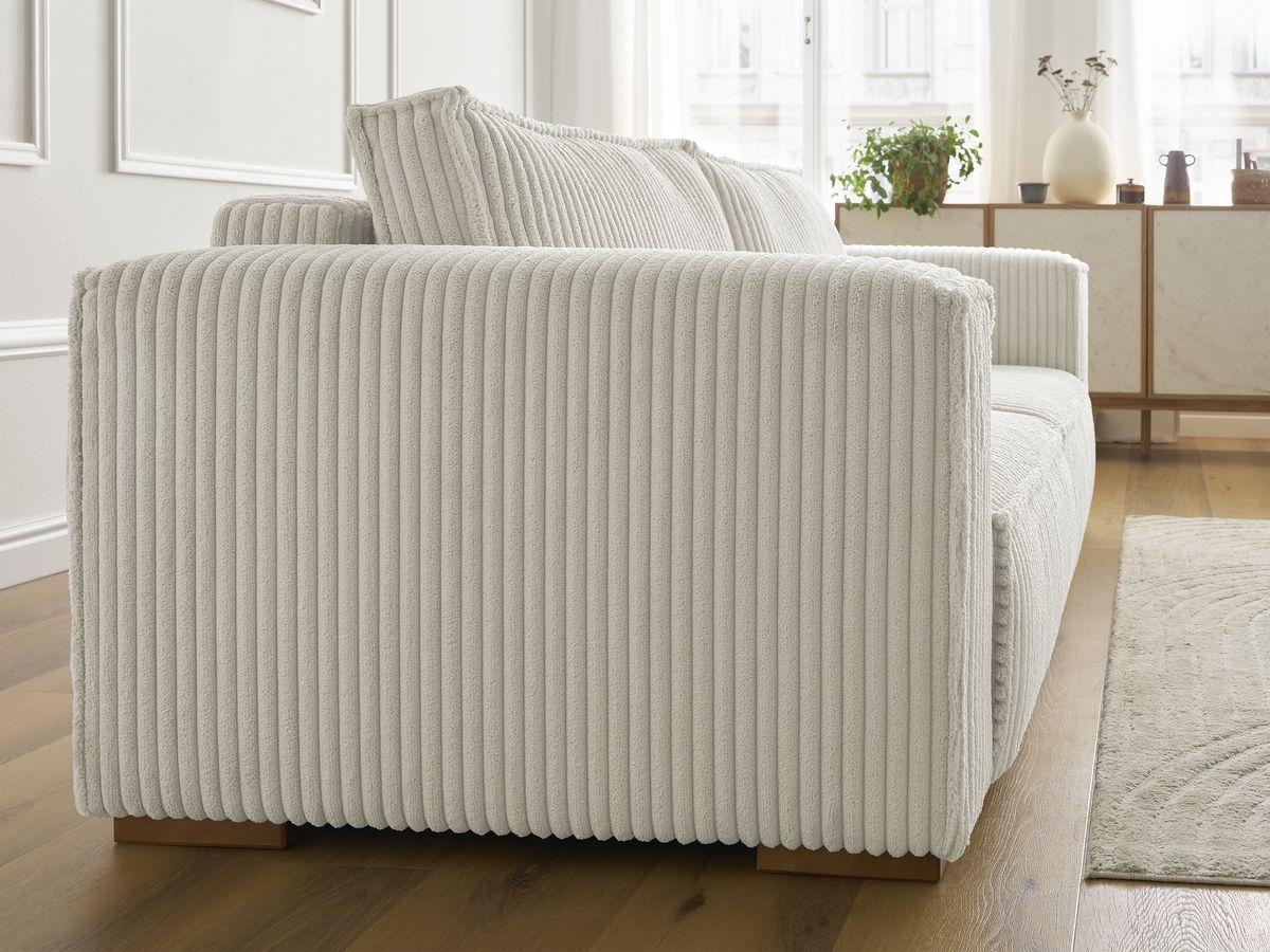 Bobochic Chelsea Sofa 3-Sitzer Breitcord weich Beige