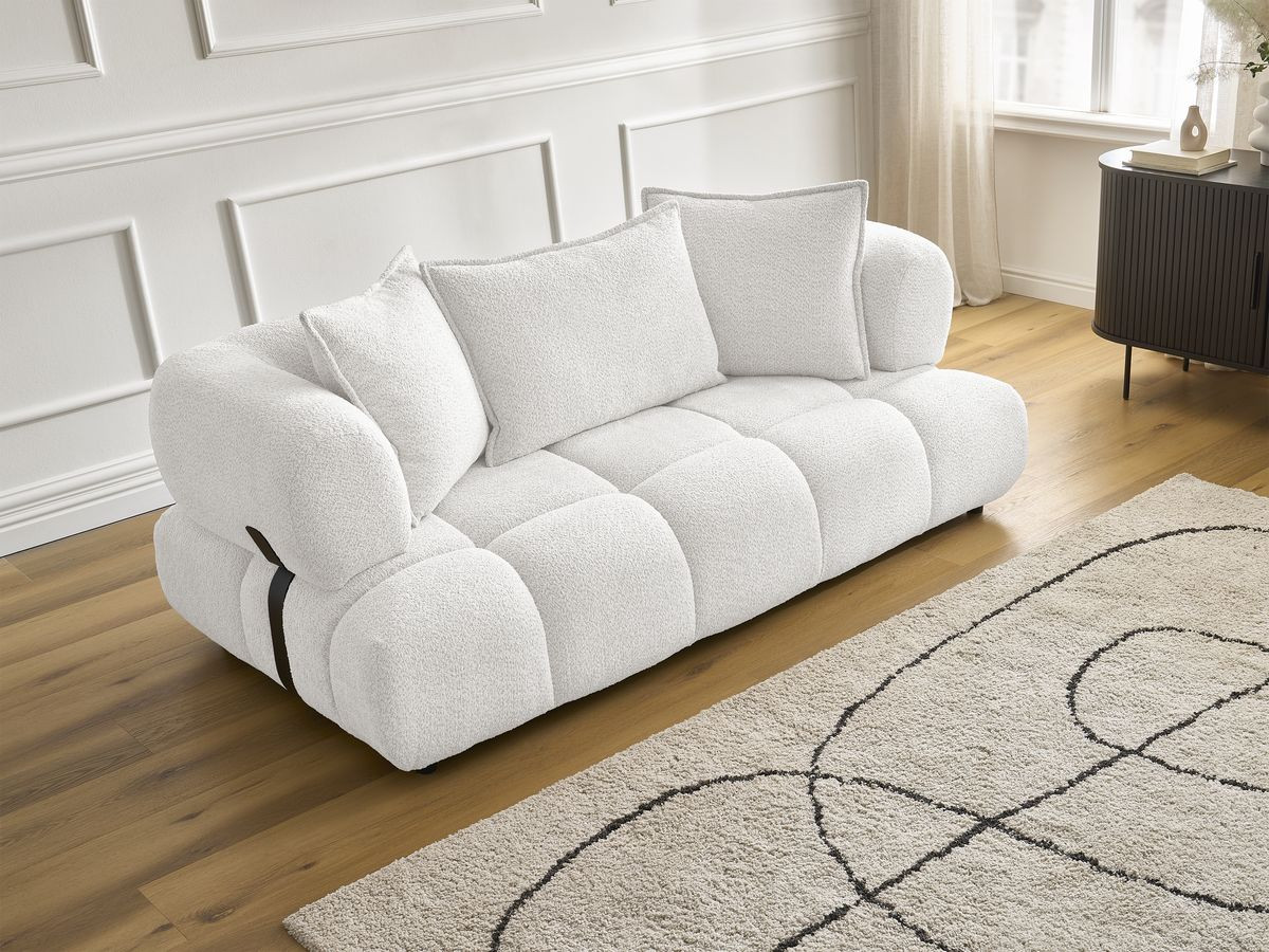 Bobochic Alya Sofa 2-Sitzer Bouclé-Stoff Weiß