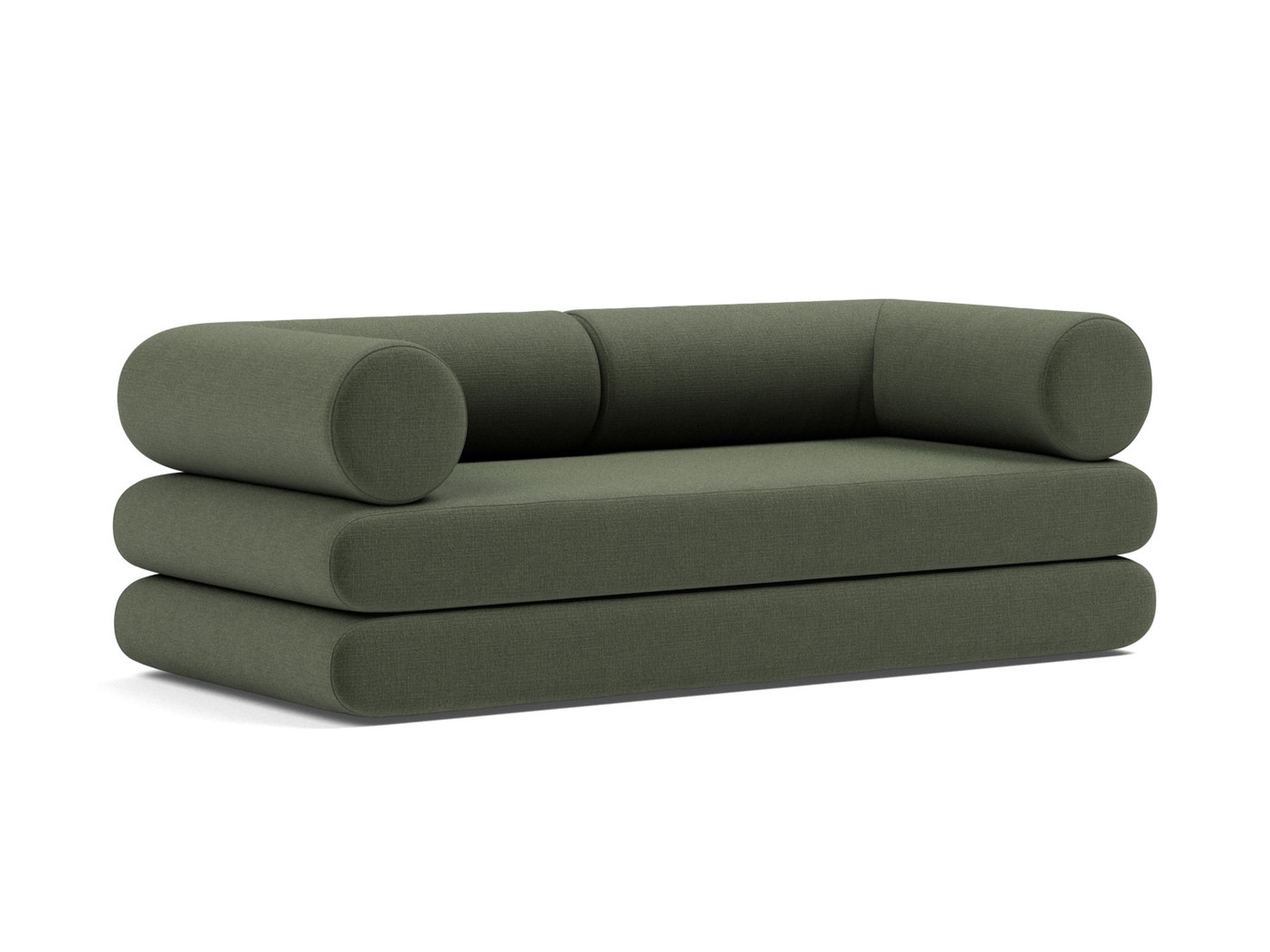Tagesbett Circlus mit L-förmigen Armlehnen Chenille Esina 413-Olive-Green