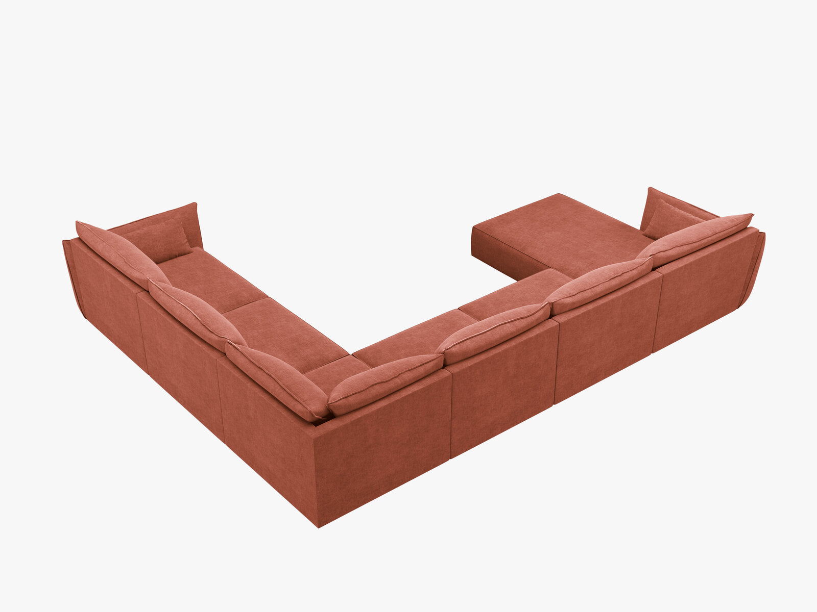 Micadoni Panorama-Ecksofa Kaelle 8-Sitzer Rechts Chenille Over The Horizon Terrakotta