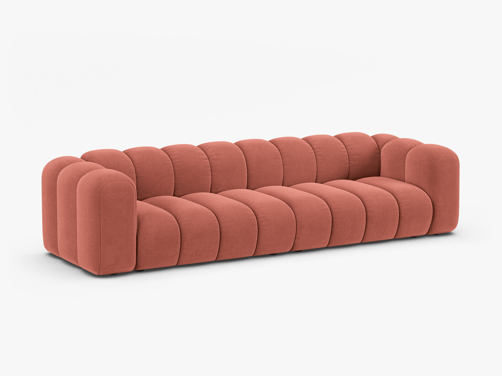Micadoni Modulares Sofa Lupine 4-Sitzer Samt Salvador Koralle