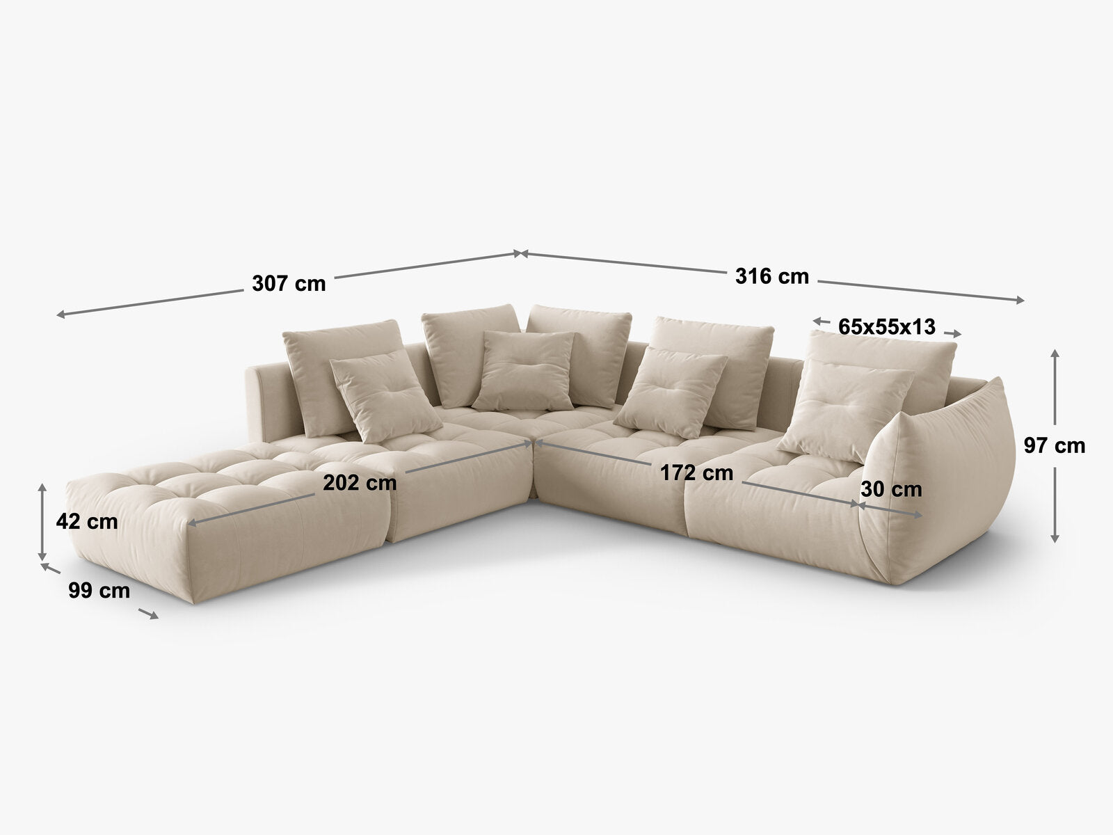 Micadoni Ecksofa Bloom 5-Sitzer Links Samt Gelb