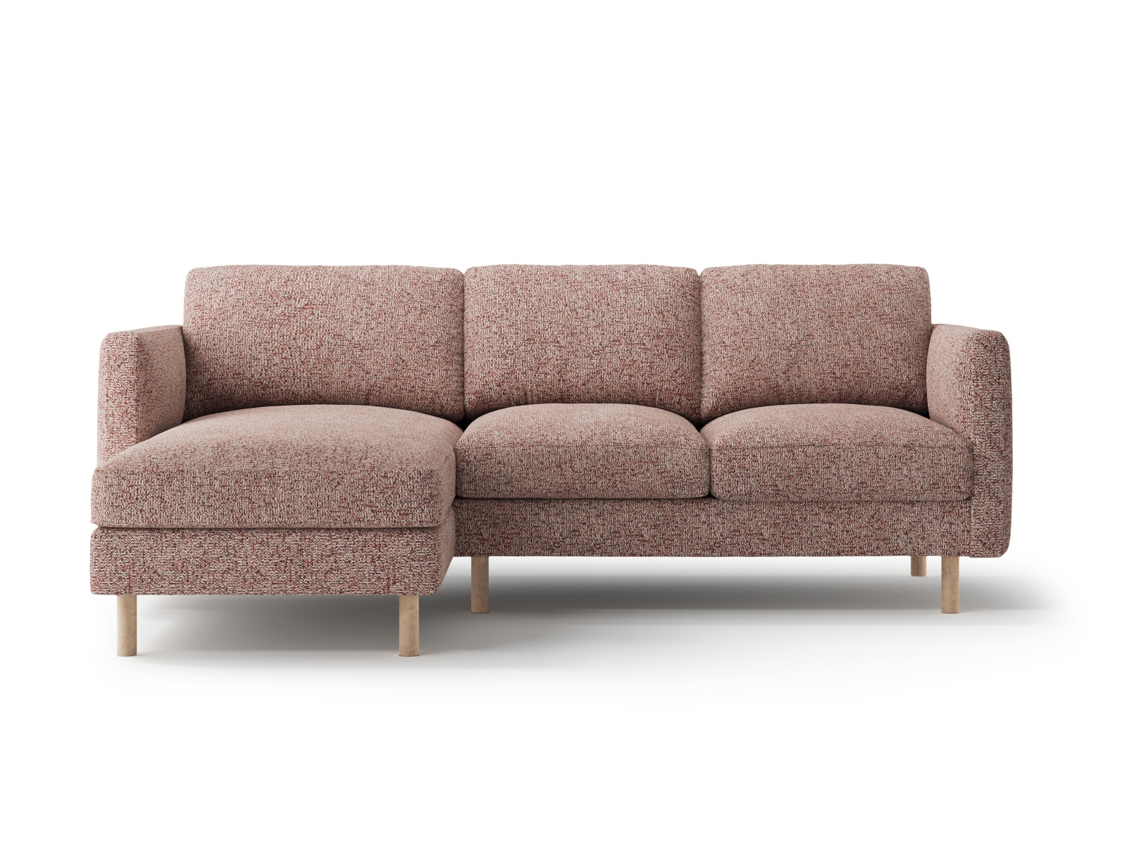 Micadoni Ecksofa Eden 3-Sitzer Links Strukturierter Stoff Rosa Melange