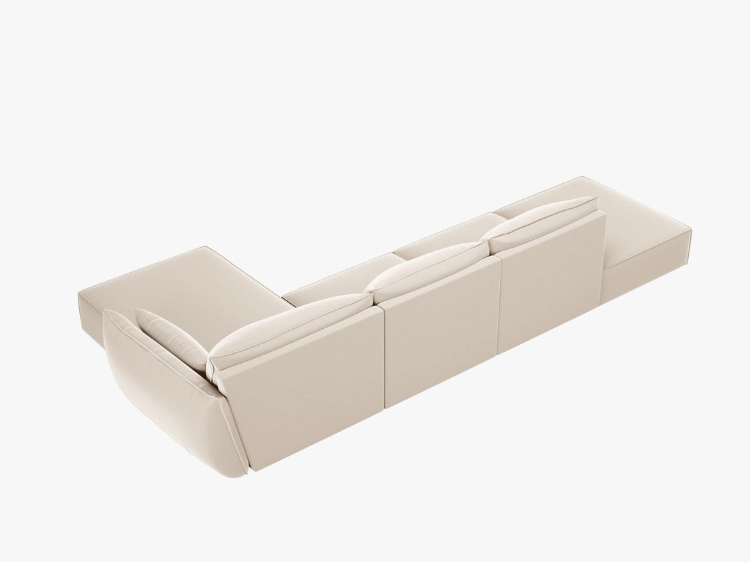 Micadoni Ecksofa Kaelle 5-Sitzer Rechts Samt Bluvel Helles Beige