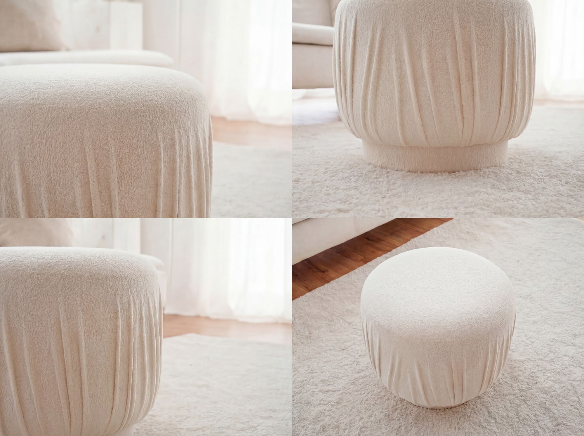 Sitzhocker Vagamo Stoff Creme Ø 50 cm