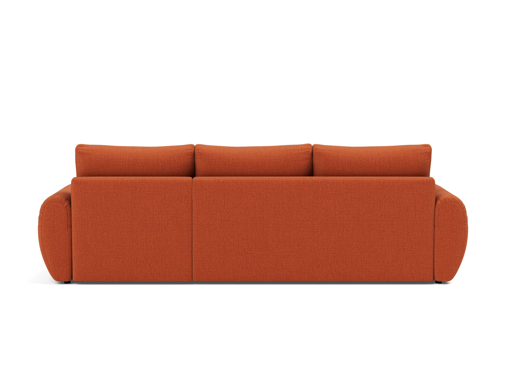 Schlafsofa Norum mit Chaiselongue und Curve-Armlehnen Chenille Esina 412-Rust-Orange
