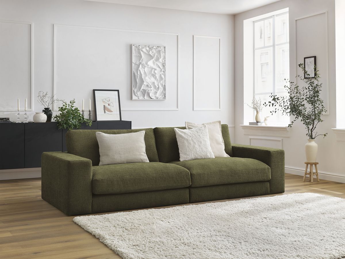 Bobochic Leonard Sofa 3-Sitzer 274 × 109 cm Strukturstoff Grün