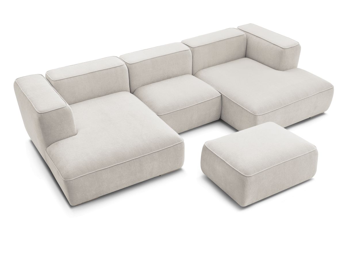 Bobochic Zephyr Wohnlandschaft mit Pouf Strukturstoff Beige