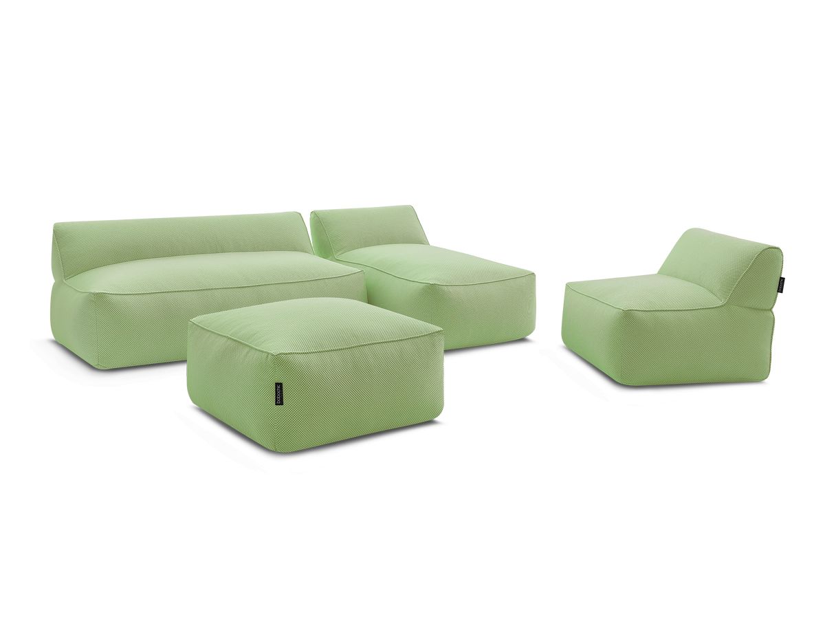 Bobochic Riviera Gartensofa 5-Sitzer mit Pouf Melange-Stoff Grün