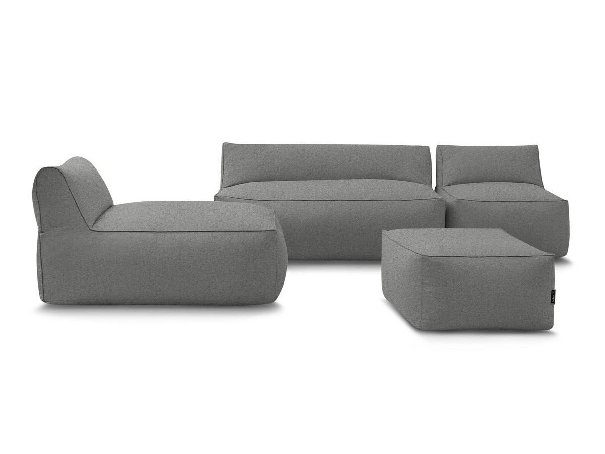 Bobochic Riviera Gartensofa 5-Sitzer mit Pouf Stoff Dunkelgrau