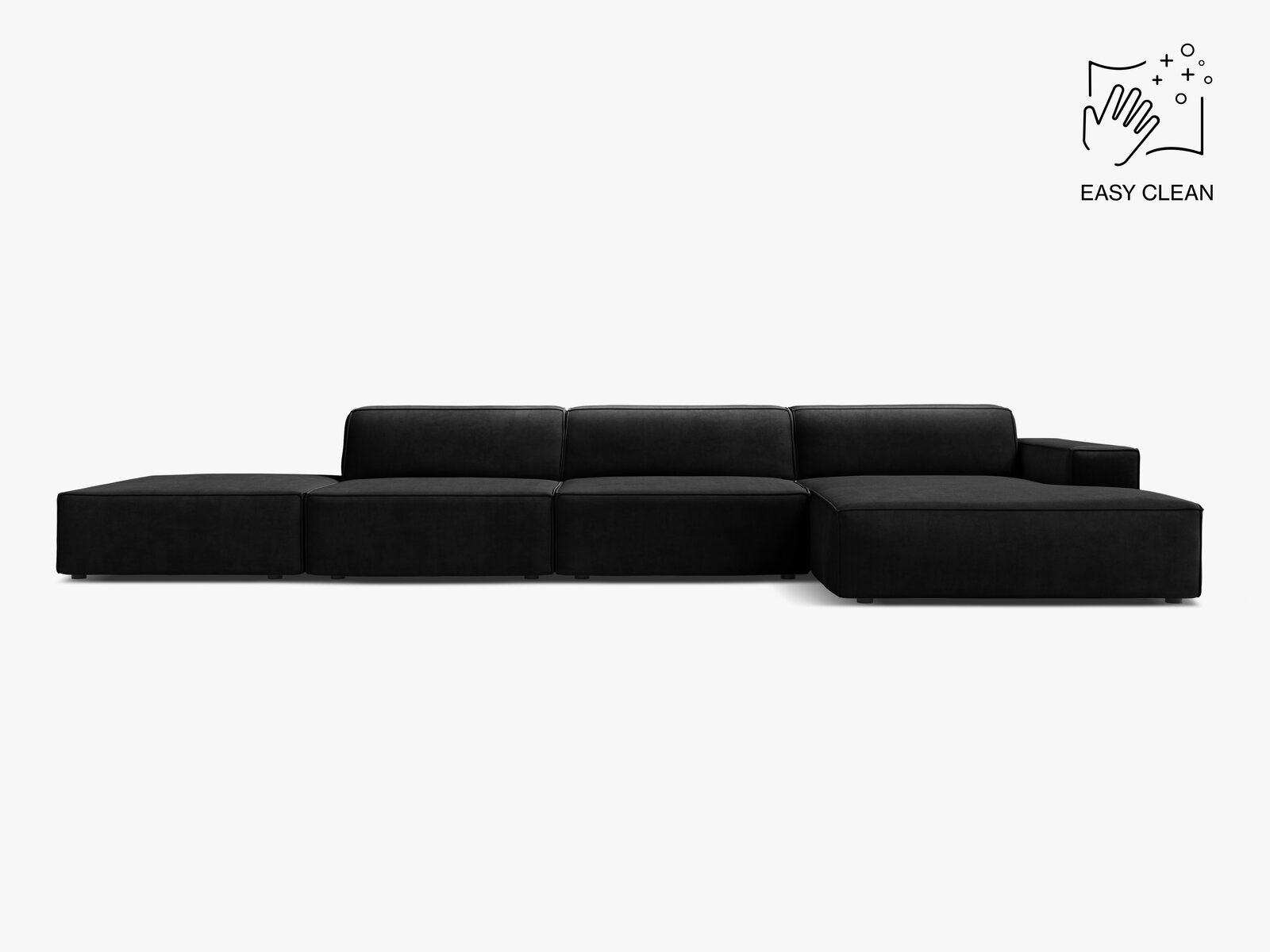 Micadoni Ecksofa Jodie 5-Sitzer Samt Venus Schwarz Rechts