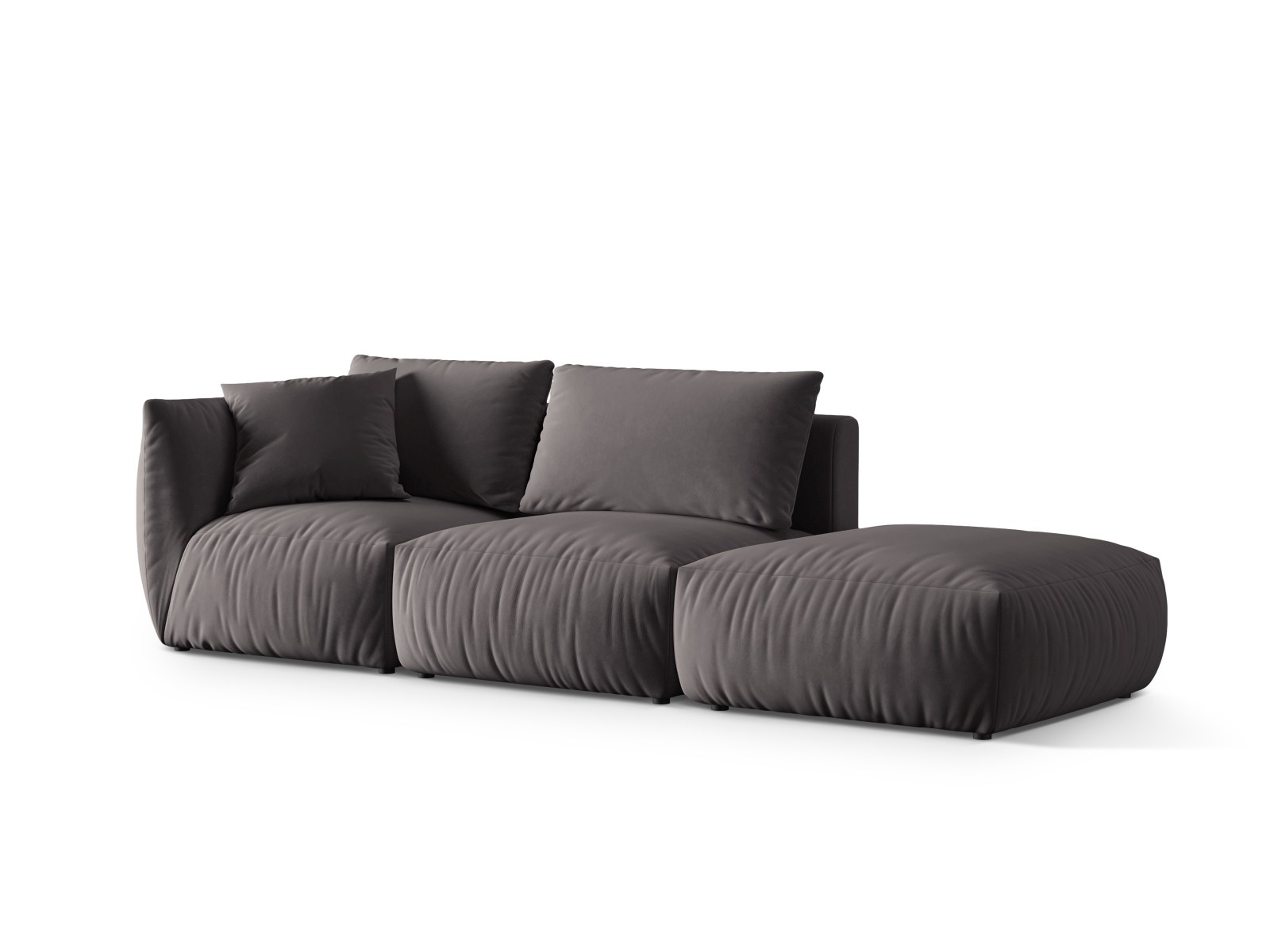 Micadoni Modulares Sofa Chris 3-Sitzer Rechts Samt Dunkelgrau