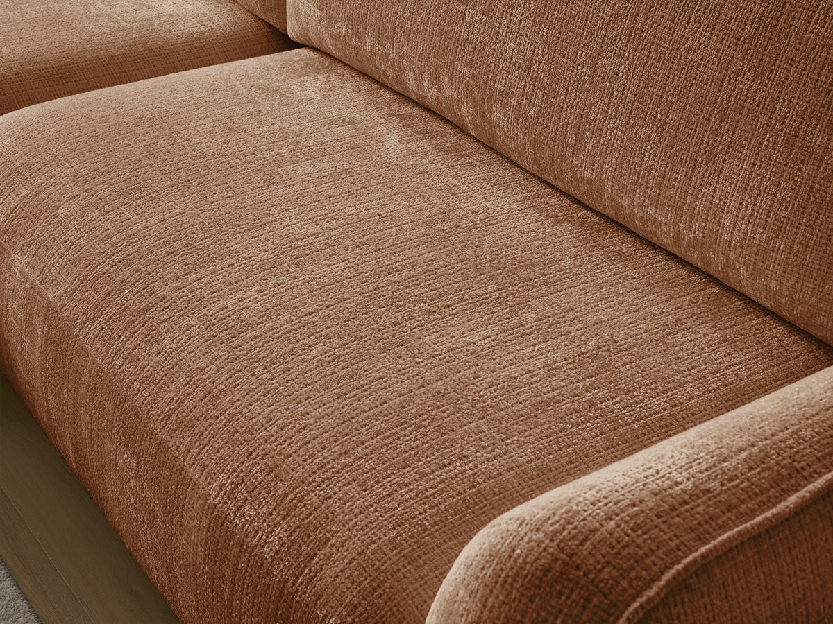 Bobochic Denise Ecksofa mit Schlaffunktion und Bettkasten 258 × 160 cm Strukturstoff Orange Ecke links