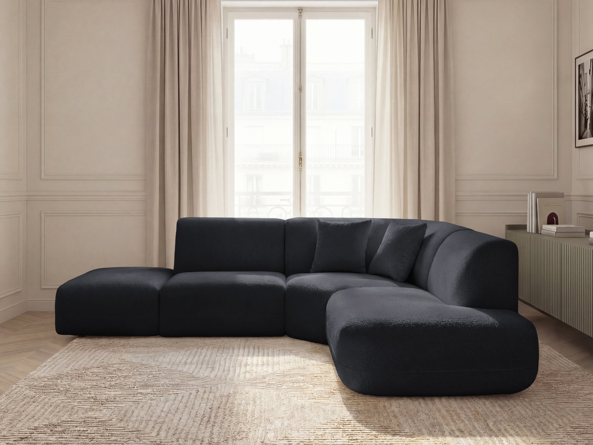 Bobochic Anda Ecksofa 279 × 264 cm Chenille Schwarz Ecke rechts