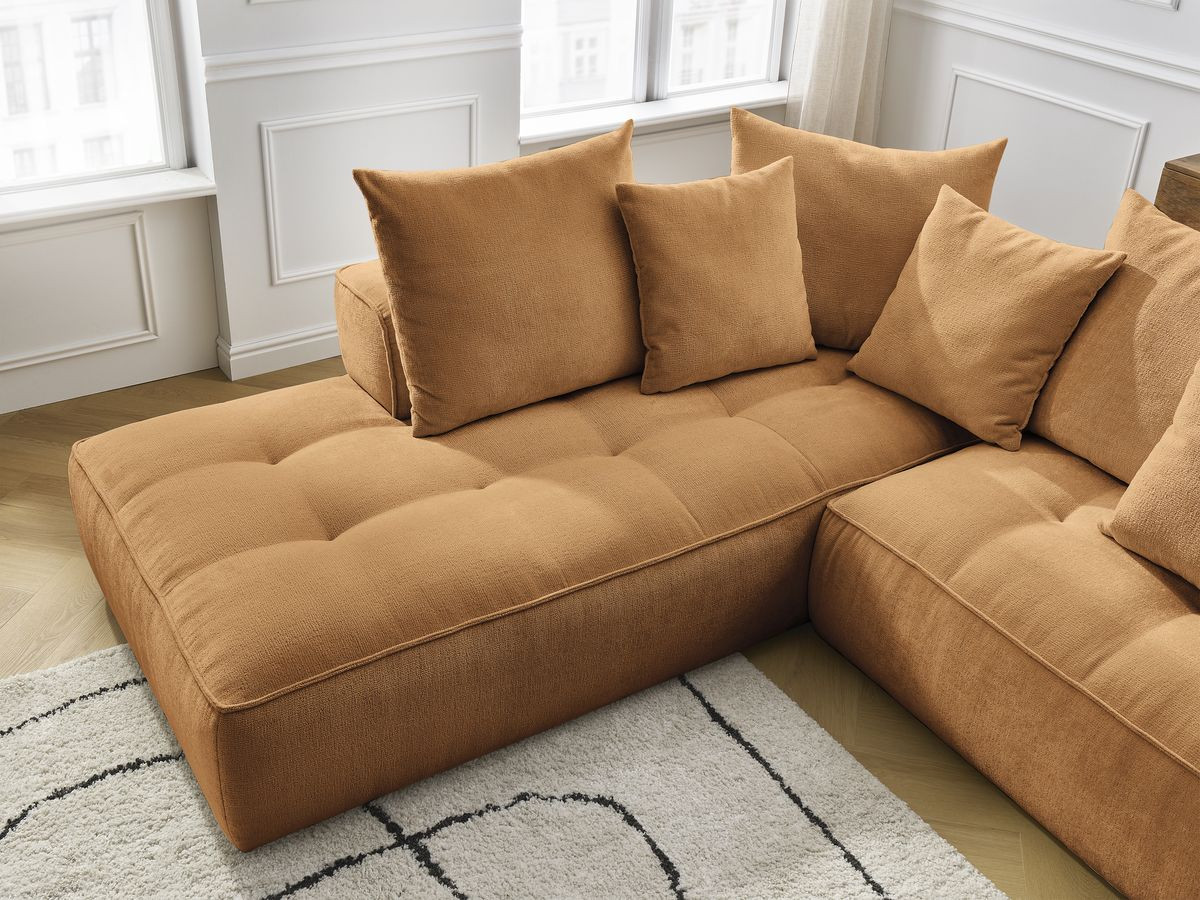 Bobochic Whesley Ecksofa Stoff Gelb Ecke rechts