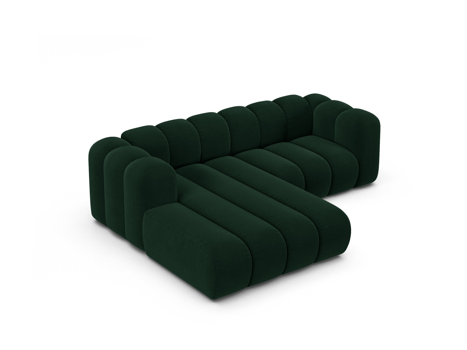 Micadoni Modulares Ecksofa Lupine 3-Sitzer Links Samt Salvador Flaschengrün