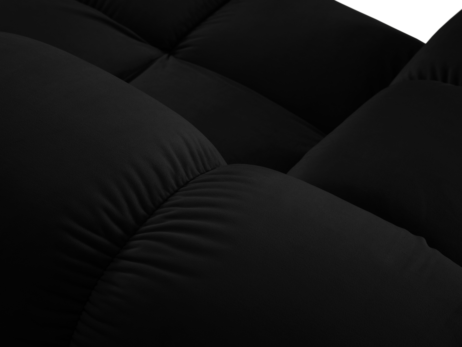 Micadoni Modulares Panorama Ecksofa Bellis 7-Sitzer Rechts Samt Bluvel Schwarz