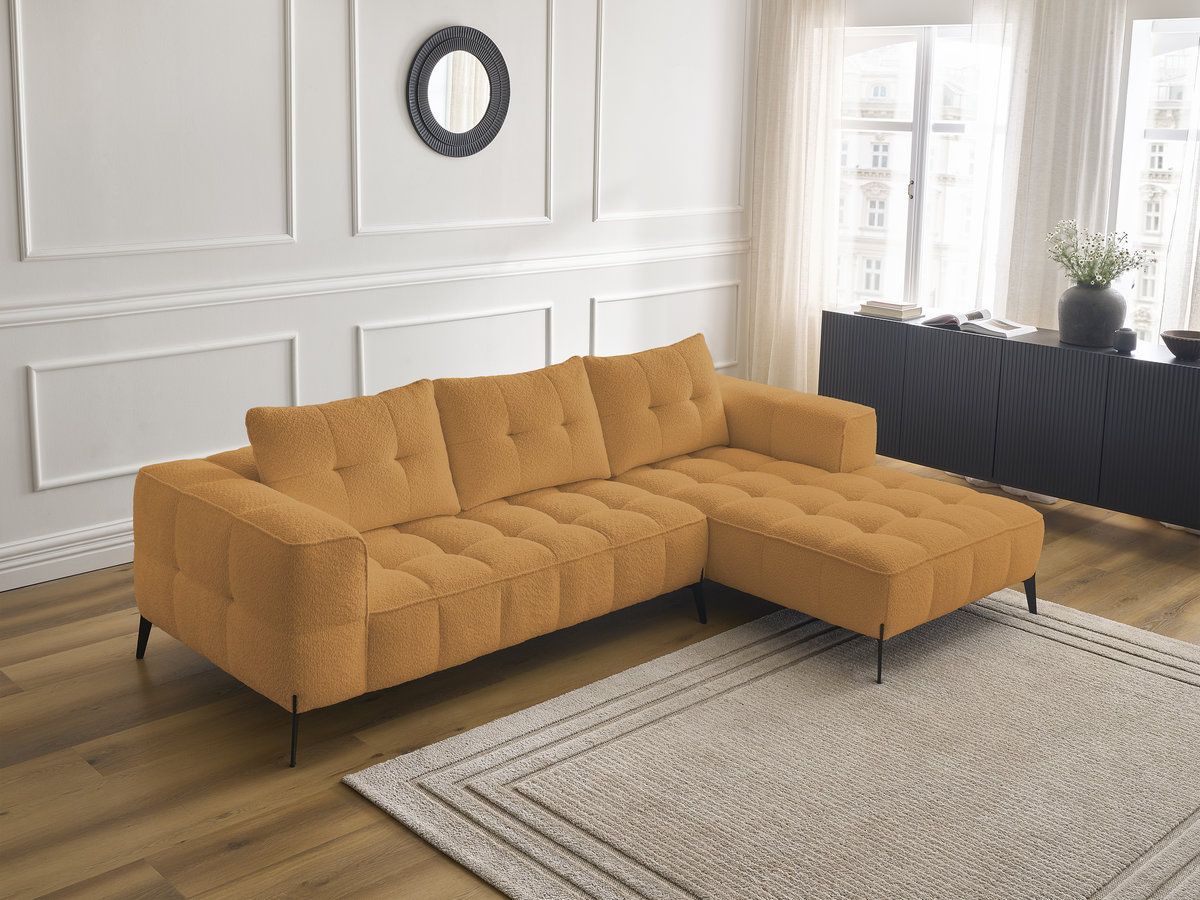 Bobochic Anis Ecksofa Bouclé-Stoff Gelb Ecke rechts