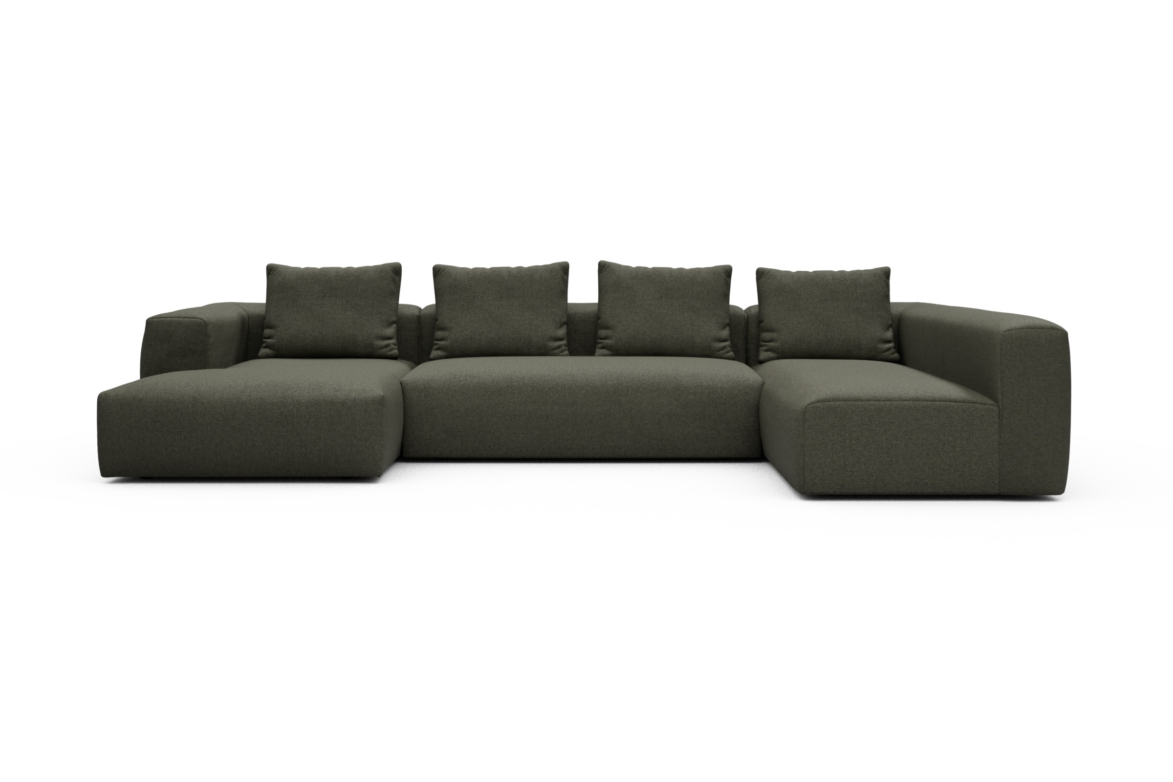 Skandi Home Wohnlandschaft Fred Chaiselongue links mit 2-Sitzer und lange Armlehne rechts Sama-Winter-Moss moebelfaktor