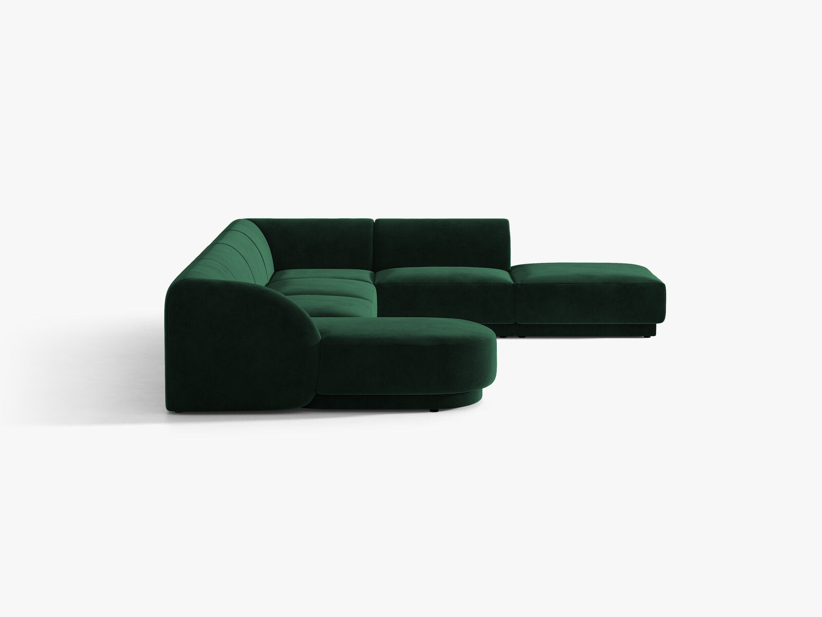 Micadoni Panorama-Ecksofa Miley 6-Sitzer Samt Bluvel Flaschengrün Rechts