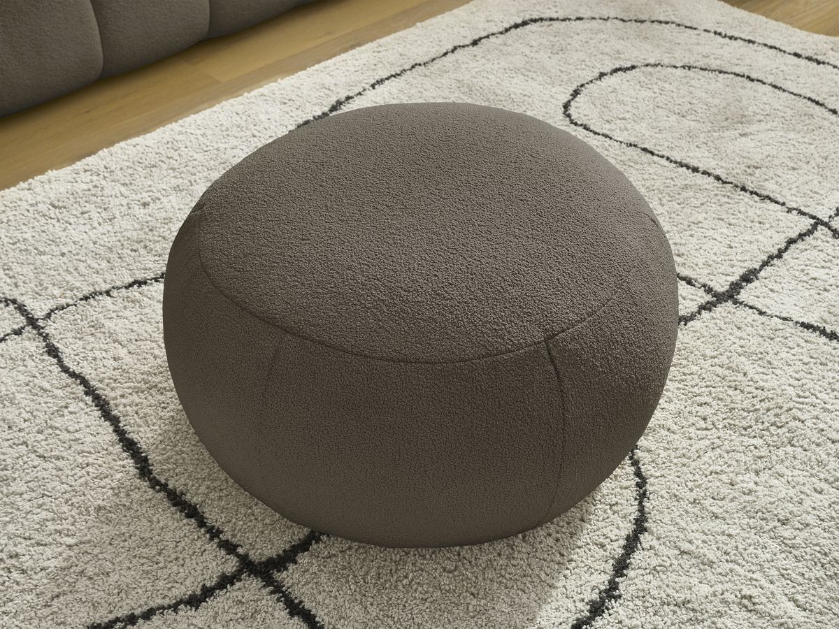 Bobochic Hayden Sofa 4-Sitzer mit Pouf Bouclé-Stoff Braun