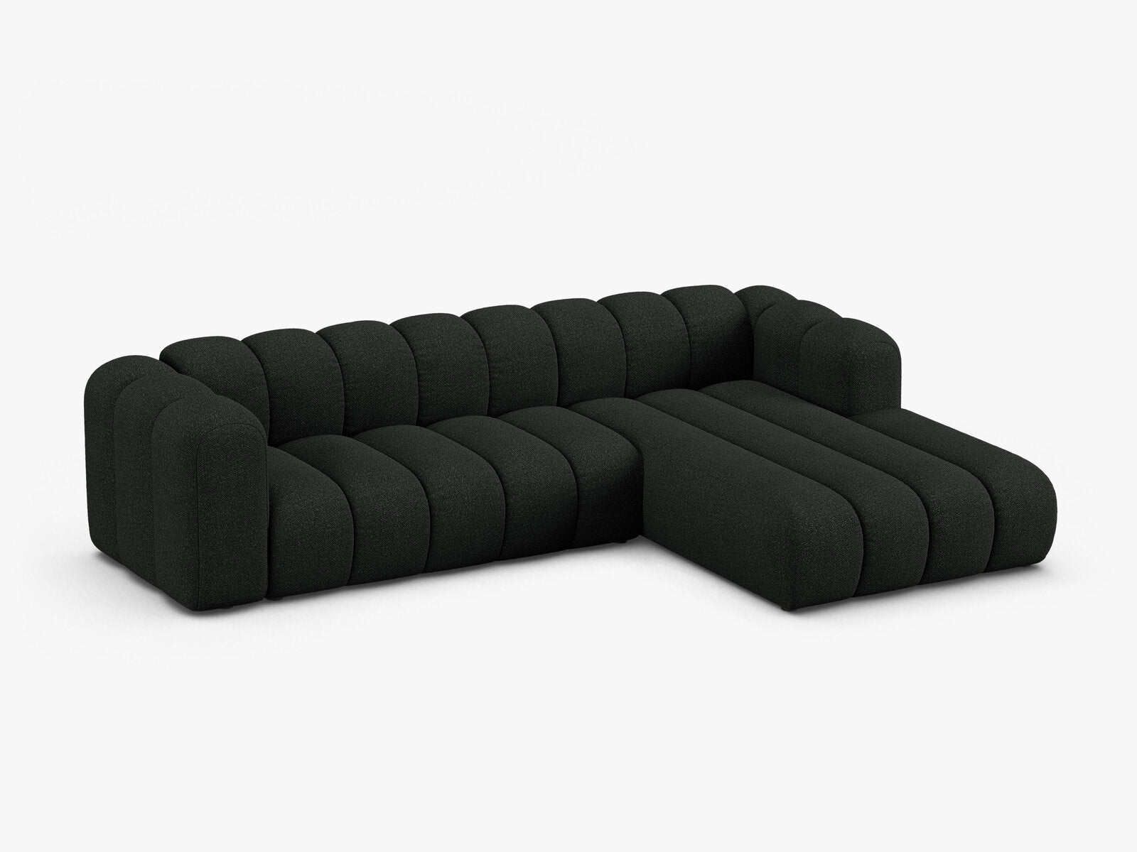 Micadoni Modulares Ecksofa Lupine 4-Sitzer Rechts Boucle Baloo Schwarz