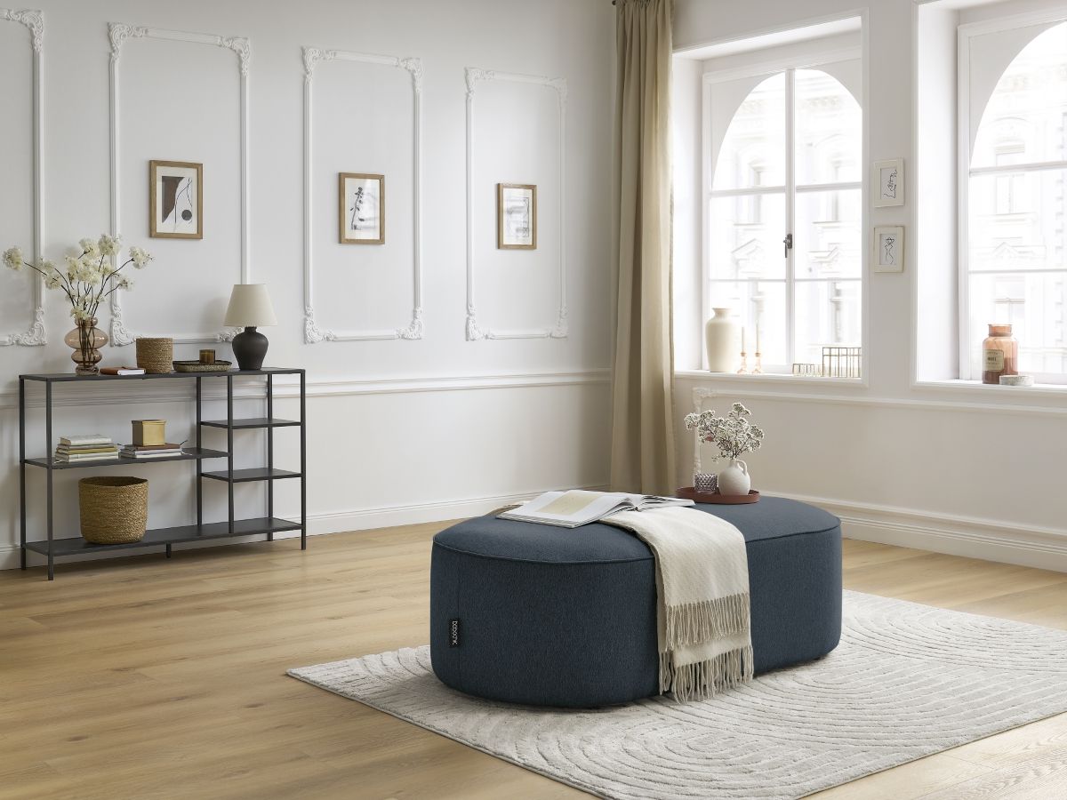 Bobochic Rousseau Pouf Melange-Stoff Dunkelblau