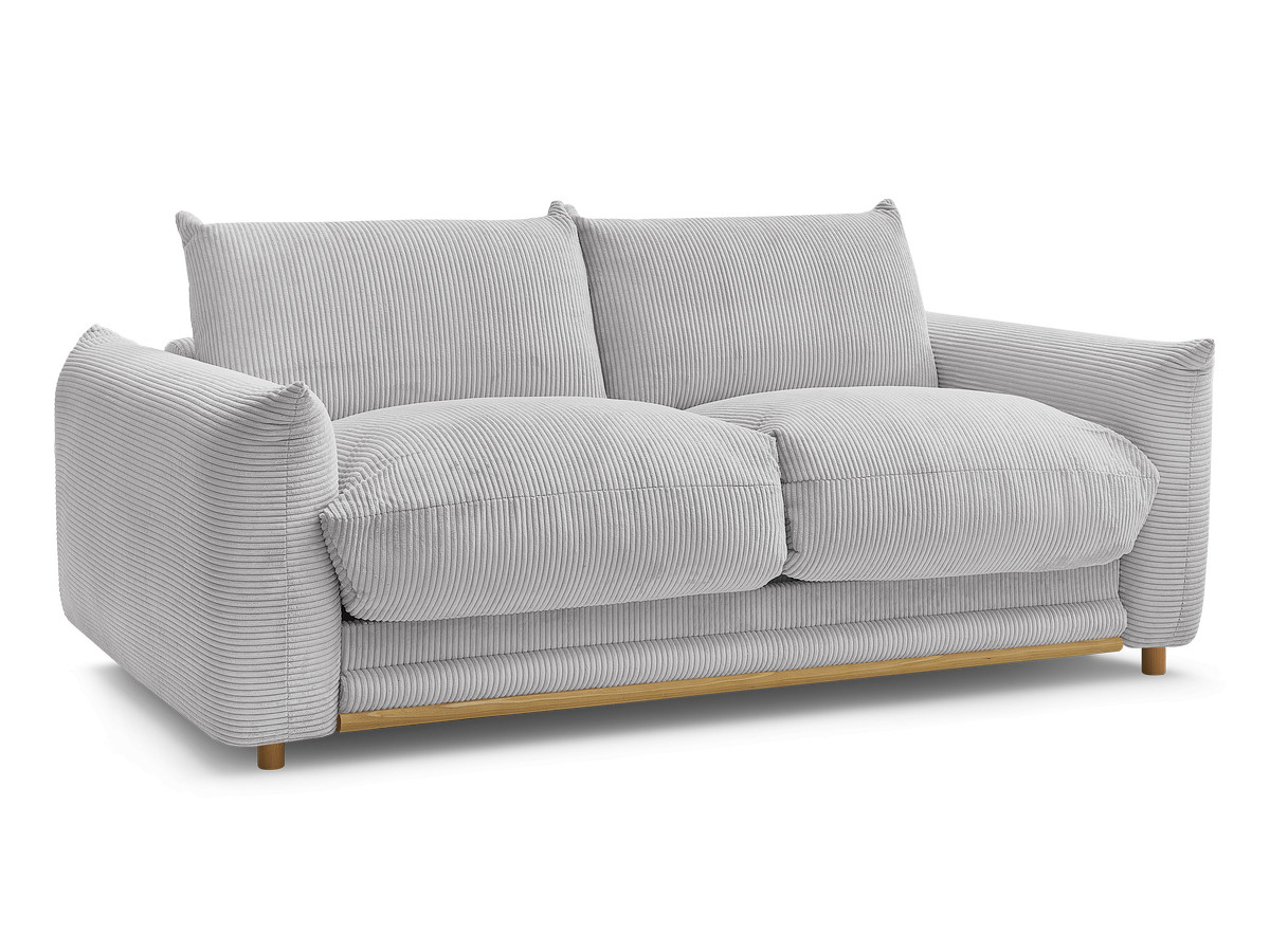 Bobochic Ernest Schlafsofa 3-Sitzer, Liegefläche 140 / 160 × 190 cm Cordsamt Hellgrau, Liegefläche 160 × 190 cm
