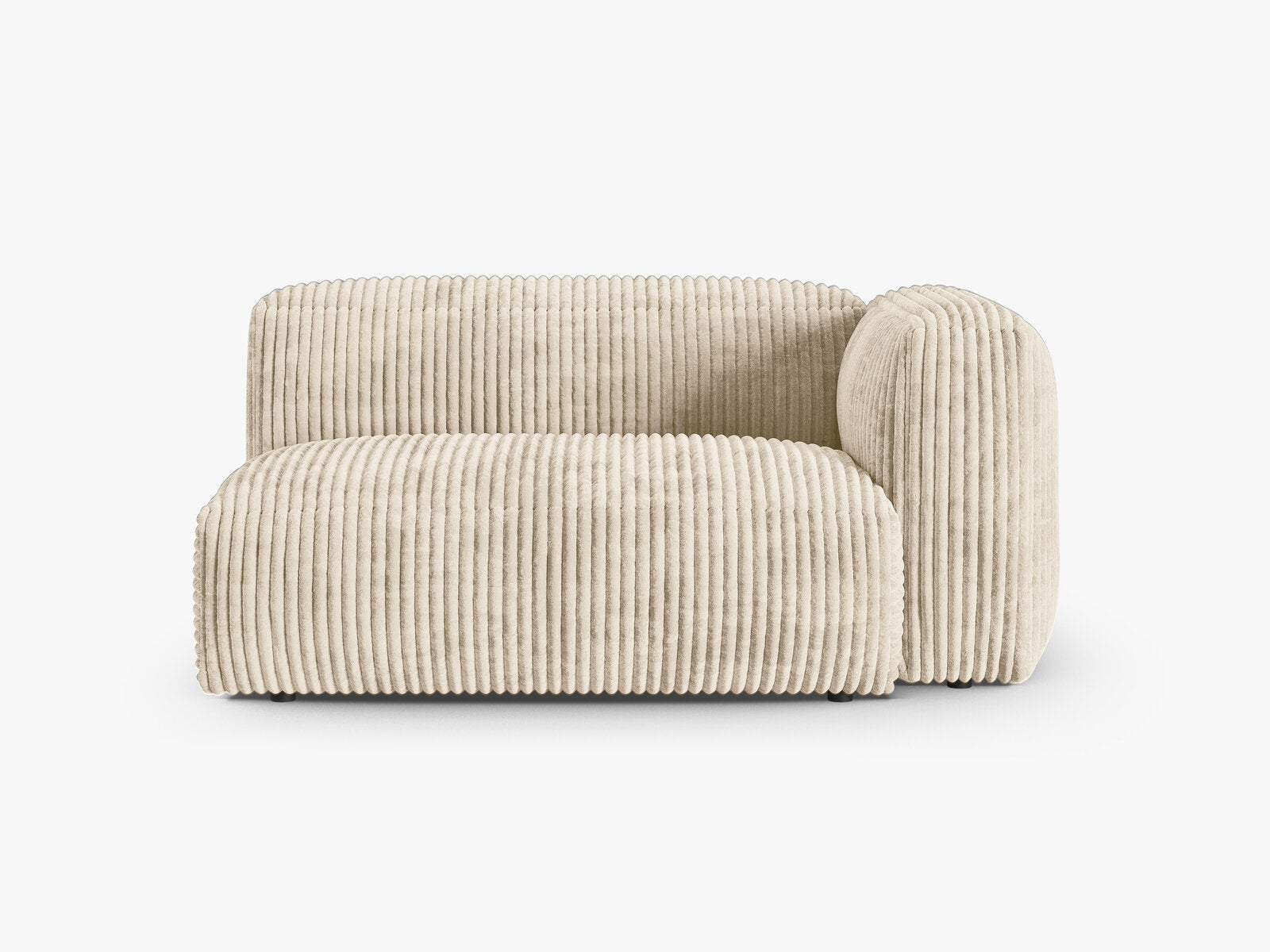 Micadoni Eckmodul mit Armlehne Martina 1-Sitzer Groß 90cm Sitztiefe Rechts Kord Tilia Helles Beige