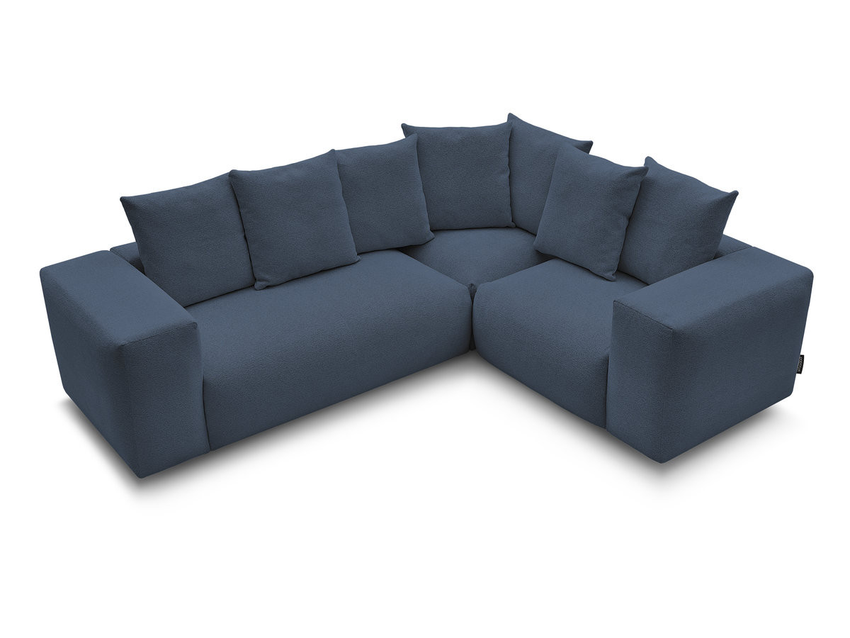 Bobochic Voltaire Ecksofa 268 × 214 cm Melange-Stoff Dunkelblau Ecke rechts