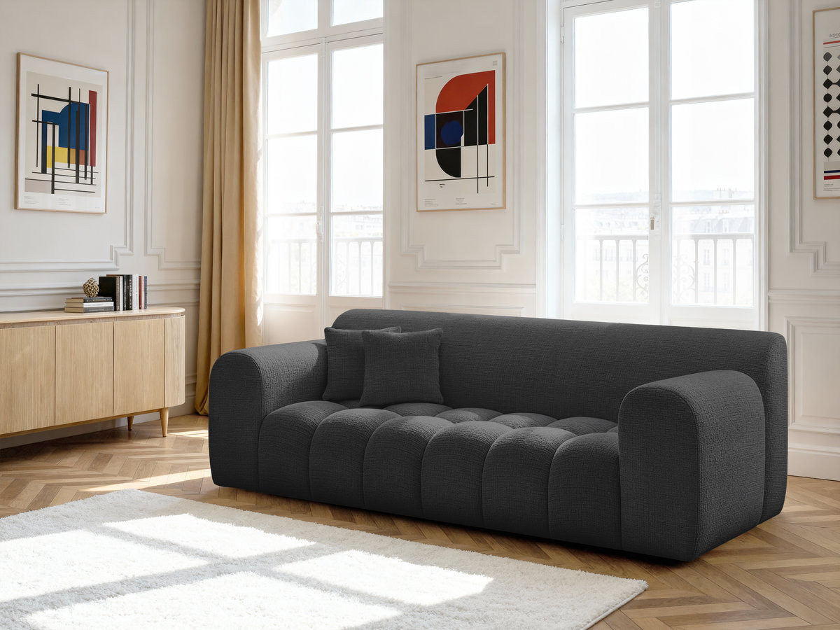 Bobochic Melisse Sofa 3-Sitzer Strukturstoff Schwarz