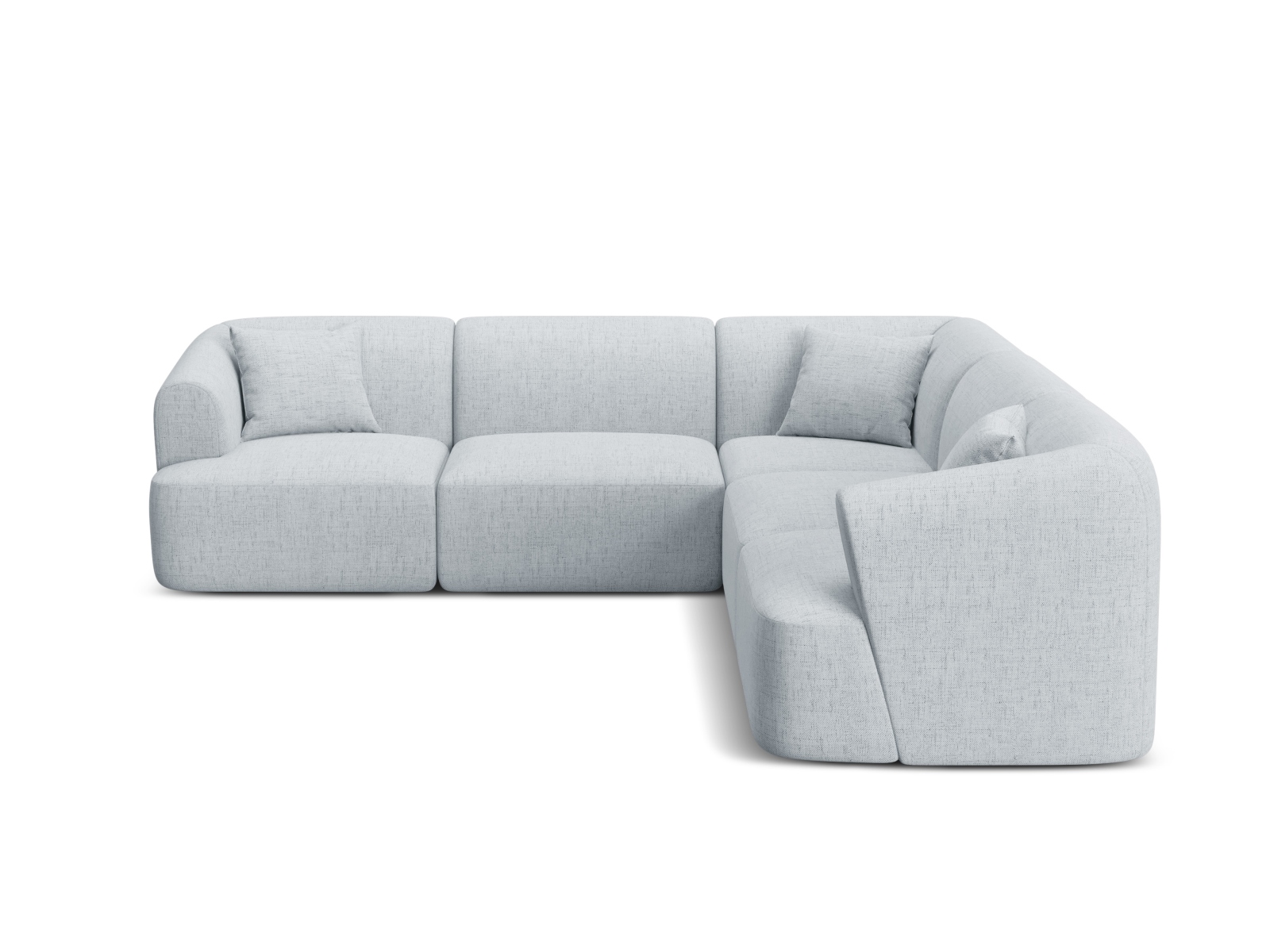Cosmopolitan Design Symmetrisches Ecksofa Campi 6-Sitzer Strukturierter Stoff Moly Hellgrau