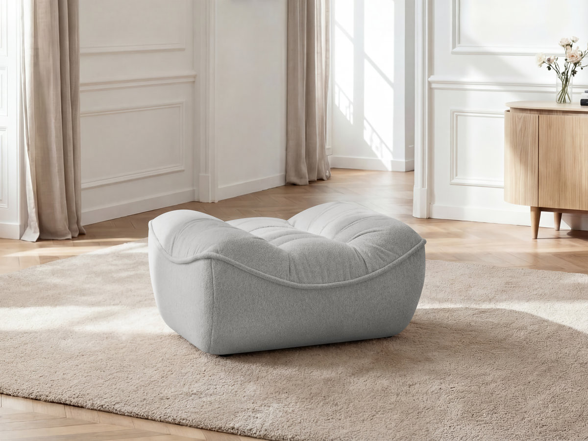 Bobochic Serena Pouf Melange-Stoff Hellgrau