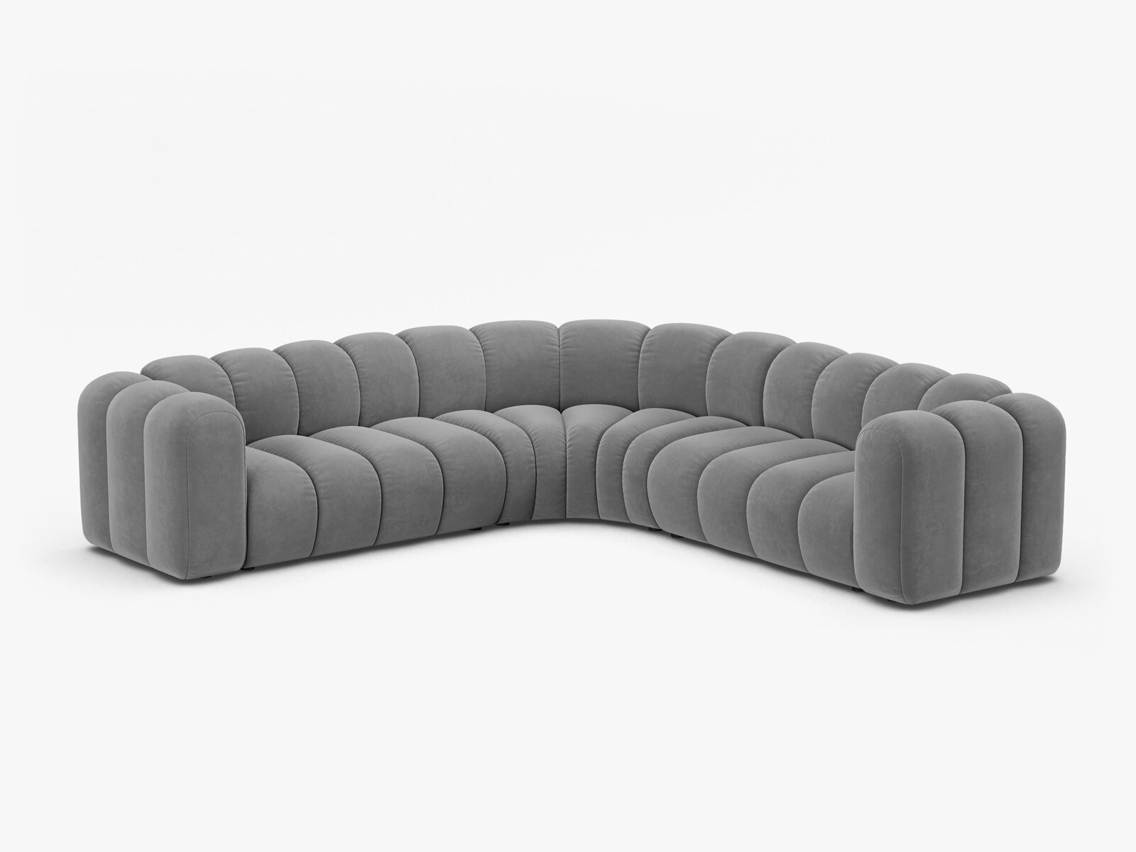 Micadoni symmetrisches Ecksofa Lupine 5-Sitzer mittelgroß Samt Venus Hellgrau