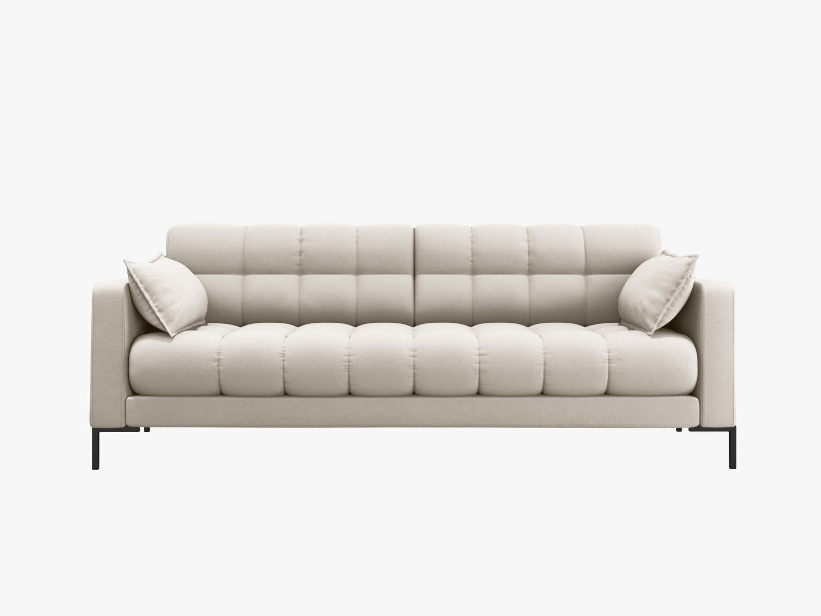 Micadoni Sofa Mamaia 3-Sitzer Strukturierter Stoff Neve Beige schwarze Beine