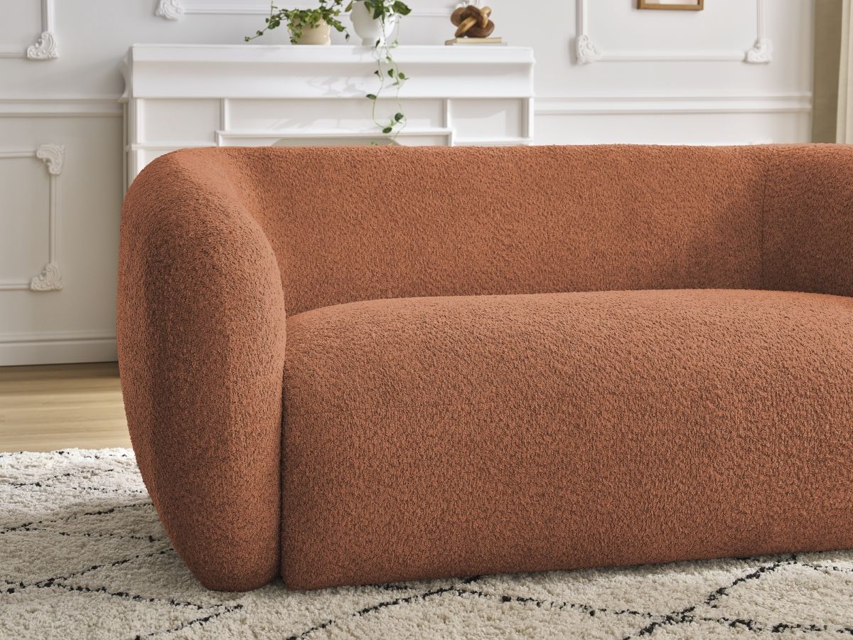 Bobochic Celine Sofa 2-Sitzer Bouclé-Stoff Orange