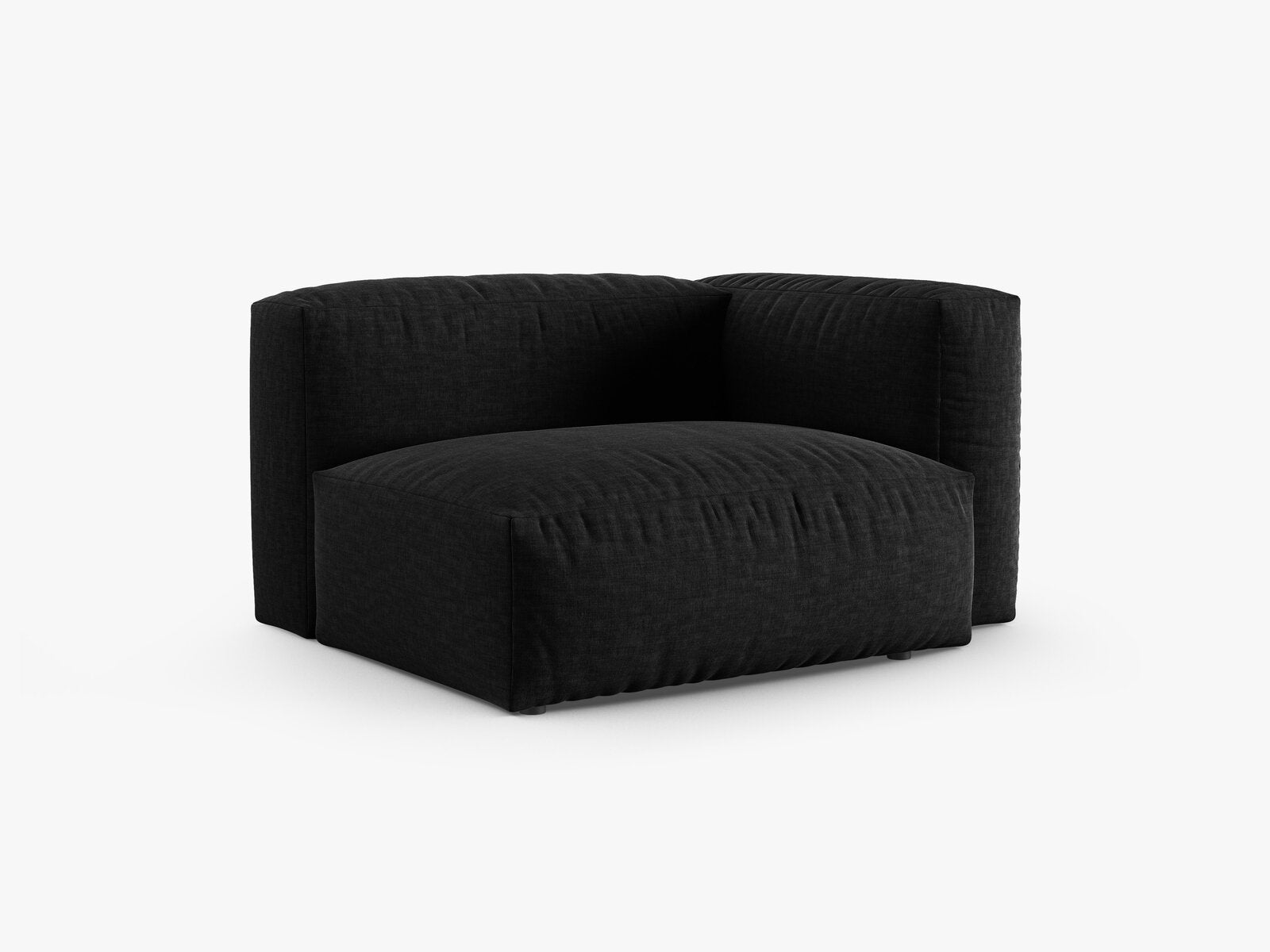 Micadoni Eckmodul mit Armlehne Martina 1-Sitzer 90cm Sitztiefe Rechts Strukturierter Stoff Boston Schwarz