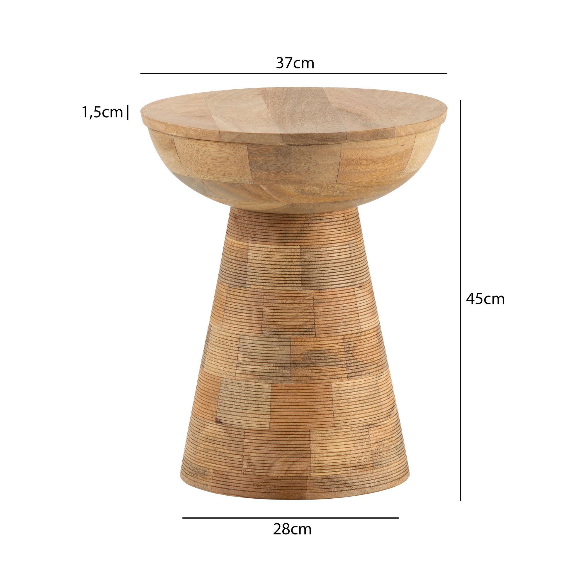 Beistelltisch Mjolfjell Mango Massivholz Braun Ø 37 cm