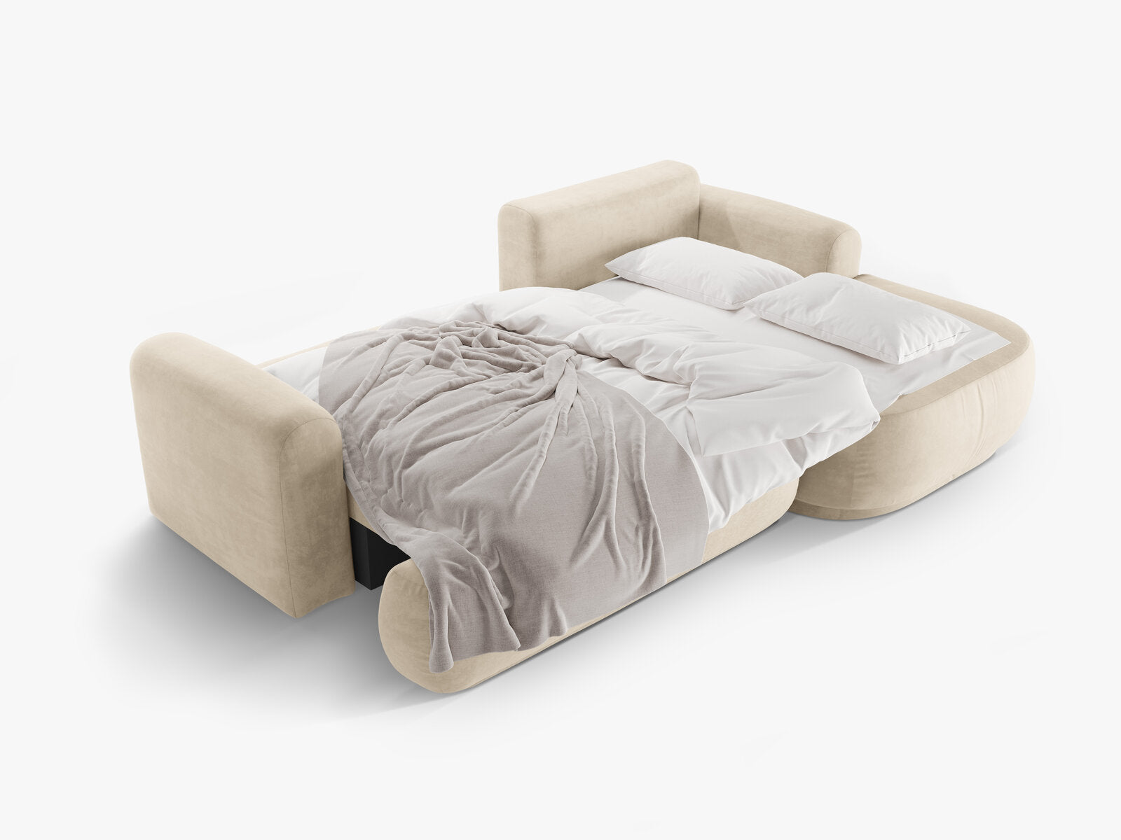 Micadoni Ella Ecksofa 5-Sitzer mit Schlaffunktion Rechts Samt Vogue Helles Beige