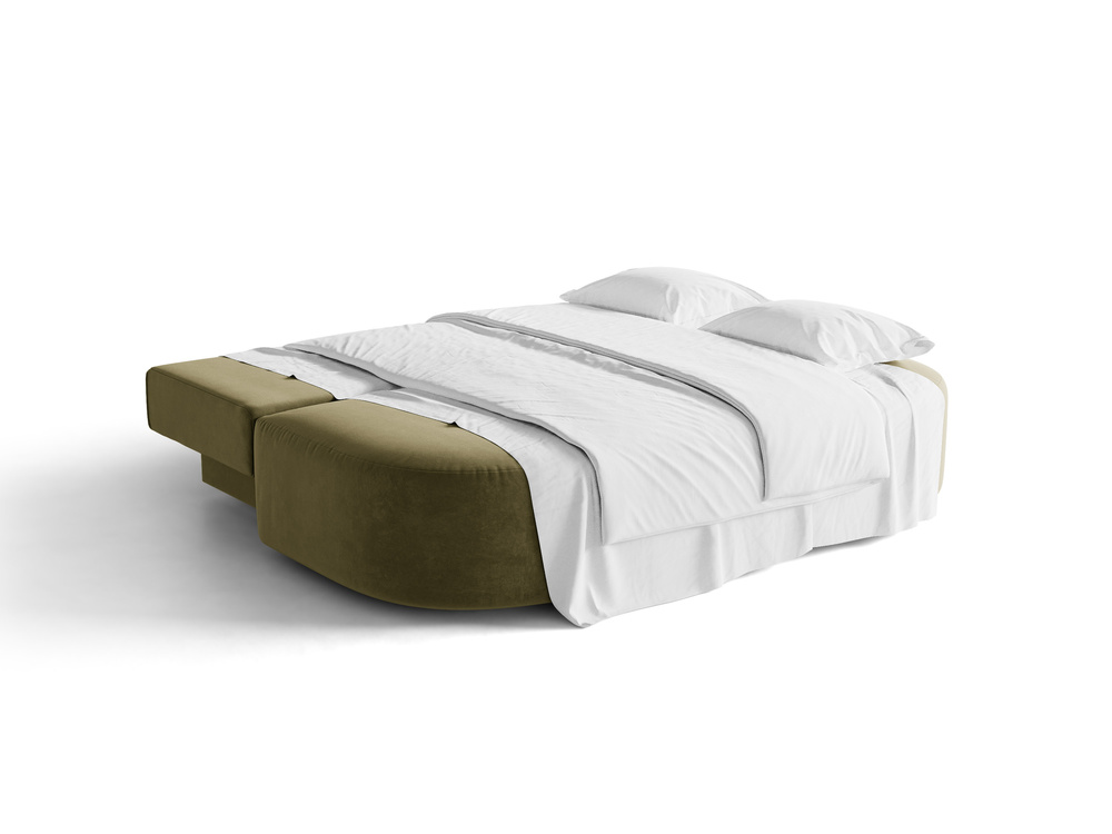 Cosmopolitan Design Schlafsofa Sophia 3-Sitzer mit Bettkasten Samt Salvador Grün