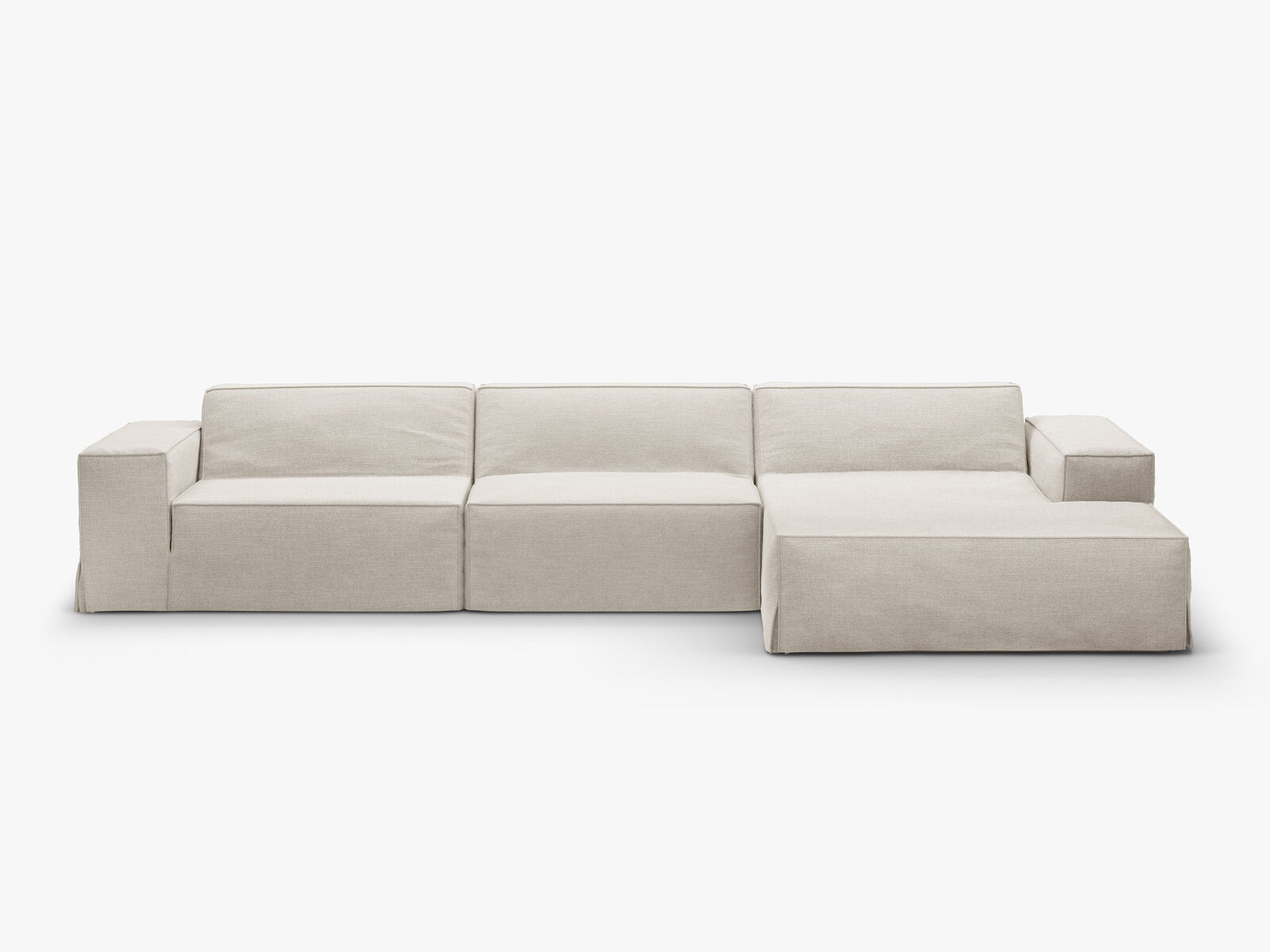 Micadoni Ersatzbezug Ecksofa Jodie 4-Sitzer Strukturierter Stoff Lins Natur Rechts