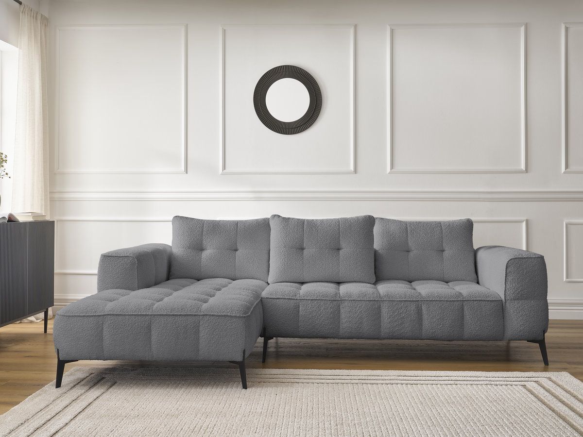 Bobochic Anis Ecksofa Bouclé-Stoff Dunkelgrau Ecke links