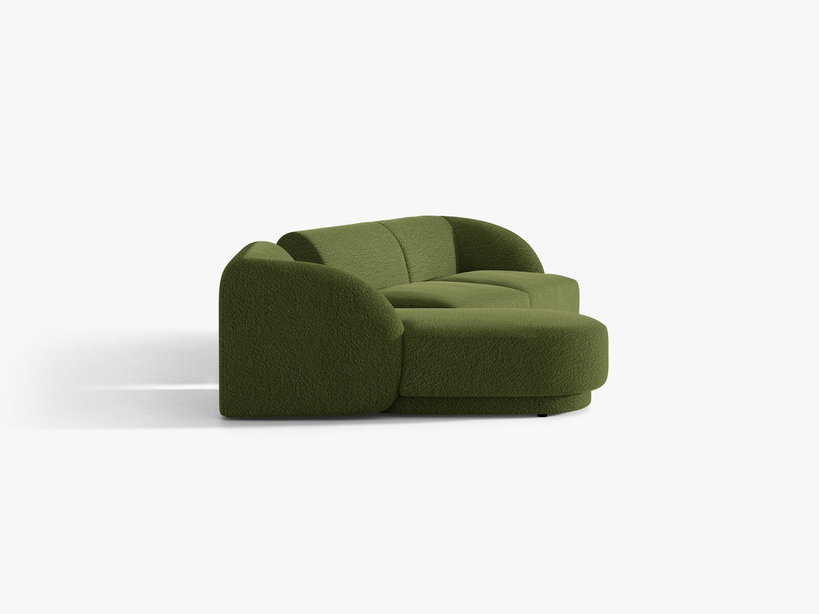 Micadoni Modulares Sofa Miley mit Recamiere 3-Sitzer Links Boucle Baloo Dunkel-Olivgrün