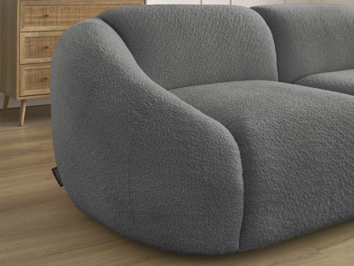 Bobochic Tina Sofa 2-Sitzer Bouclé-Stoff Dunkelgrau