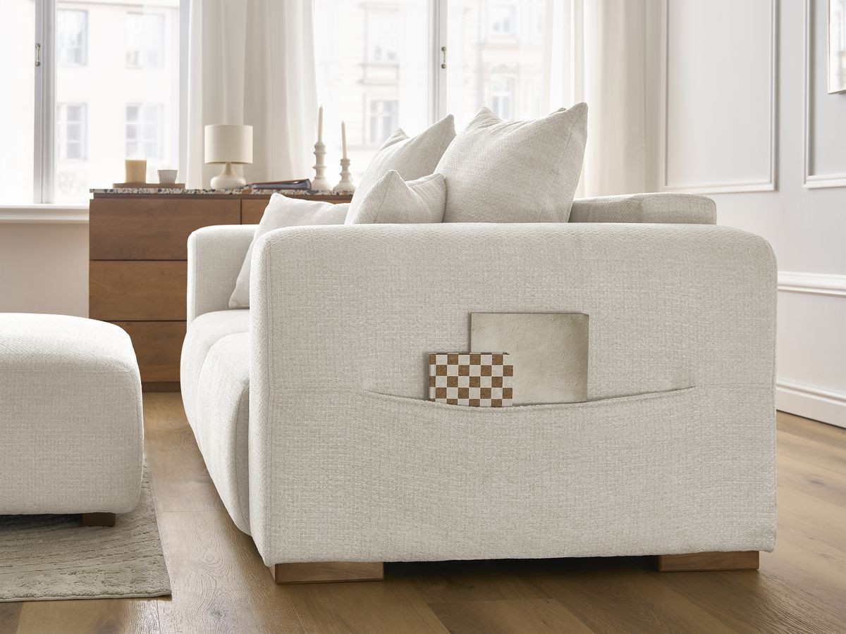 Bobochic Sidonie Sofa 3-Sitzer mit Pouf Melange-Stoff Beige